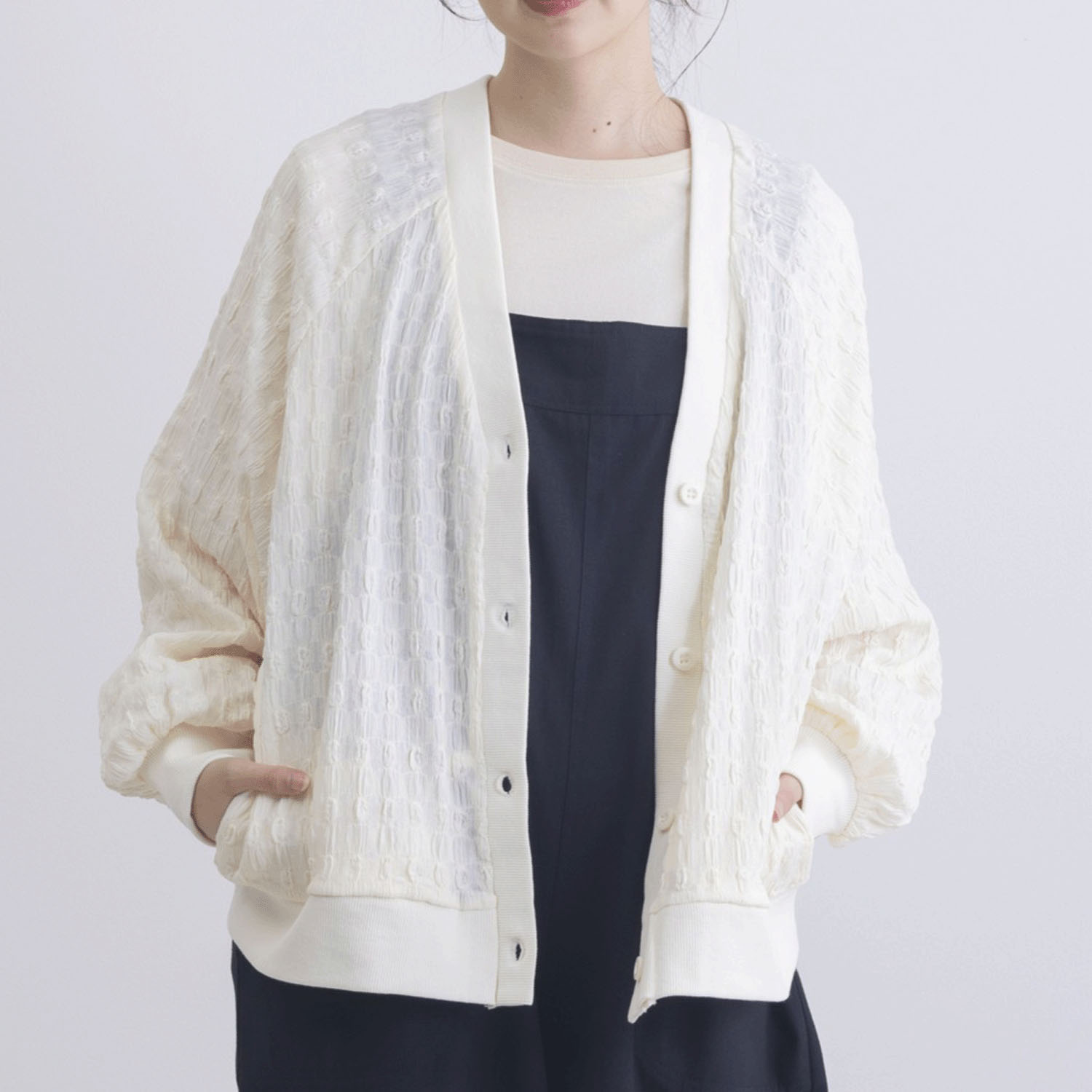 フクレ織りジャガード羽織り - 画像1