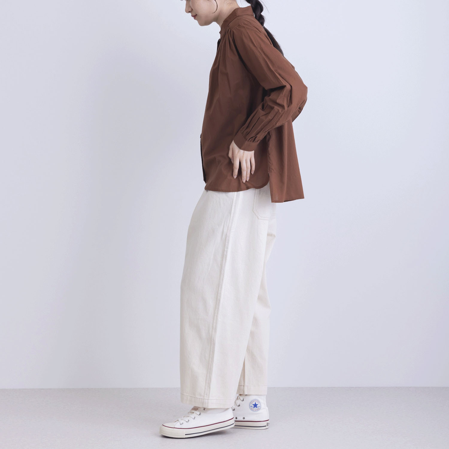 無地前立てデザインシャツブラウス - 画像2