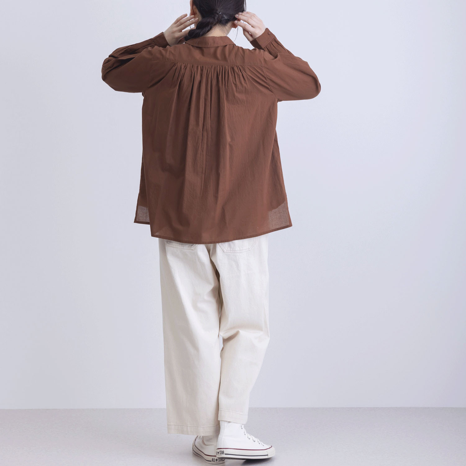 無地前立てデザインシャツブラウス - 画像3