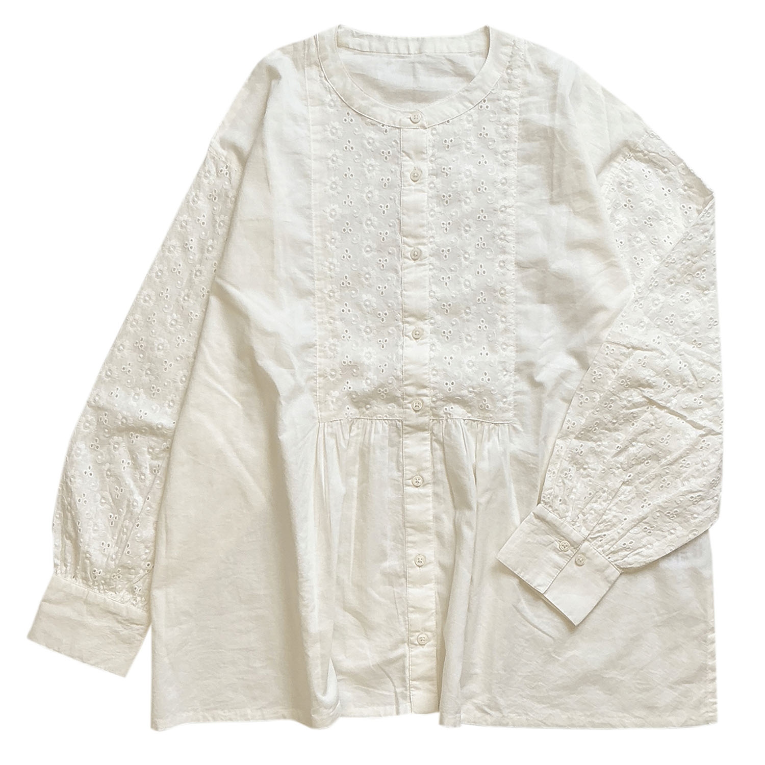 シフリー刺繍前開きブラウス - 画像6