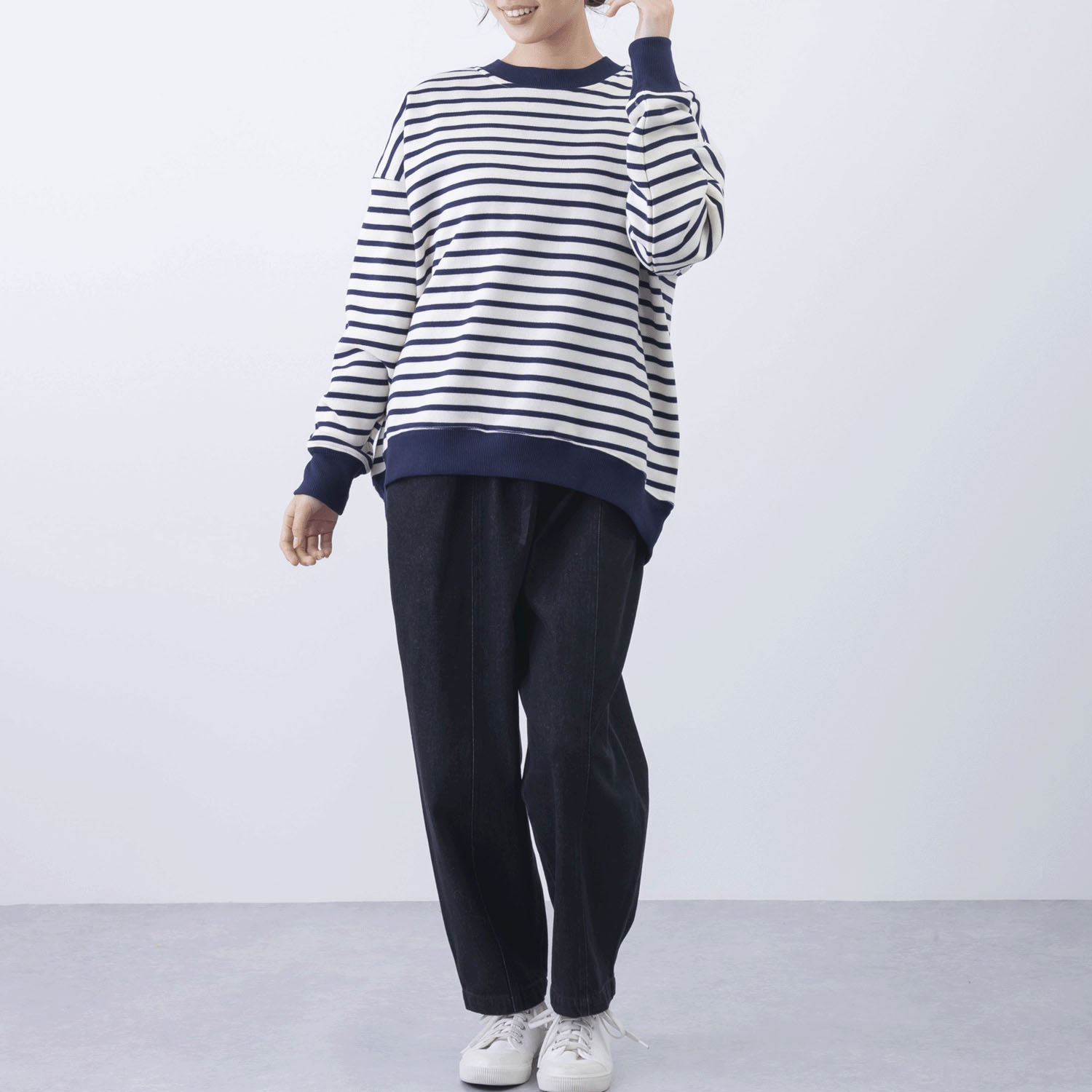 CVC裏起毛ボーダー柄バックジップアップPO - 画像12