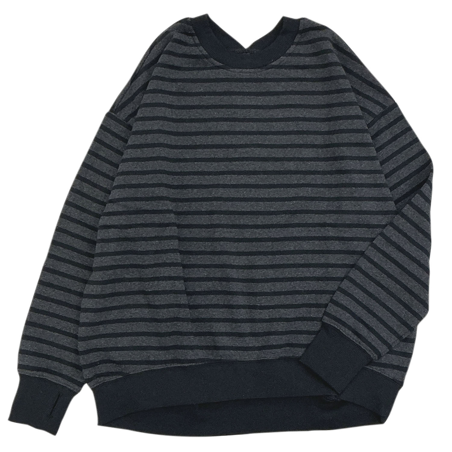 CVC裏起毛ボーダー柄バックジップアップPO - 画像6