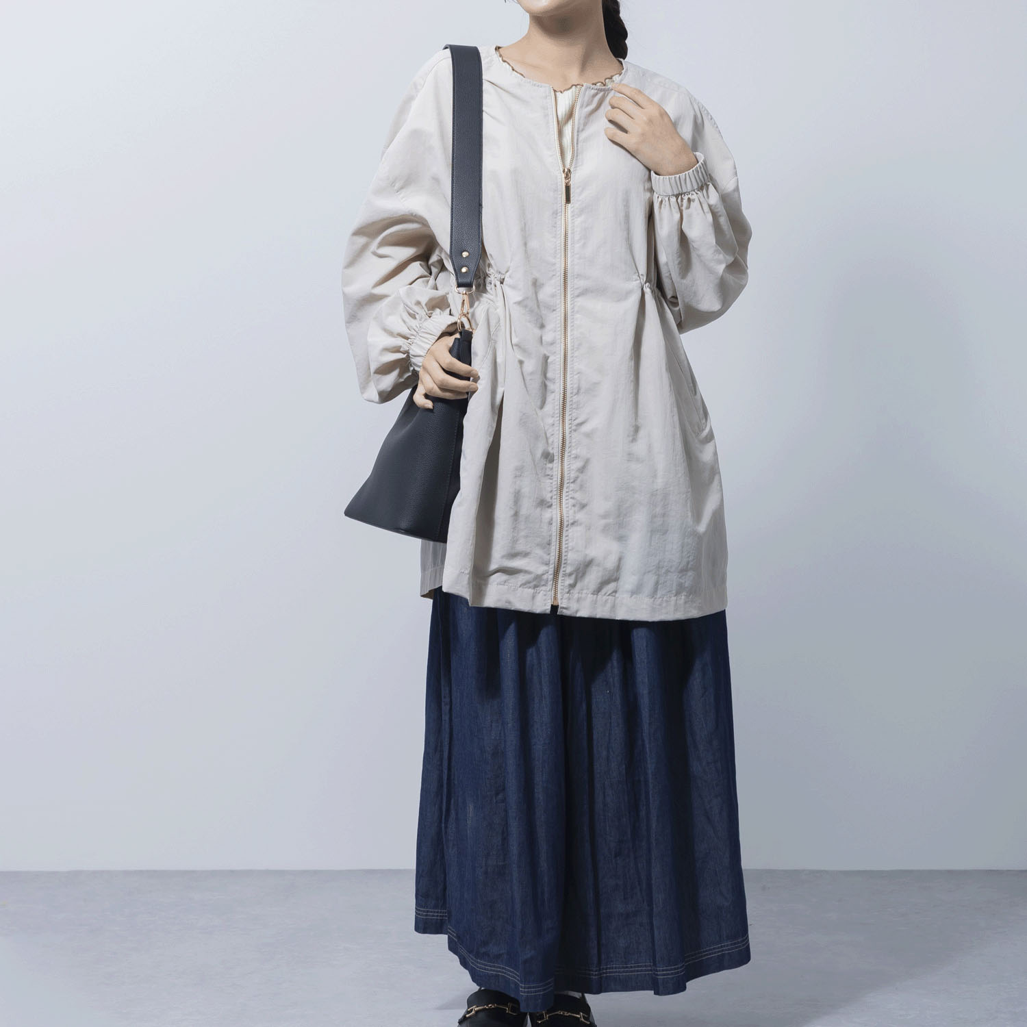 撥水＆花粉リリース加工ミドル丈アウター - 画像11
