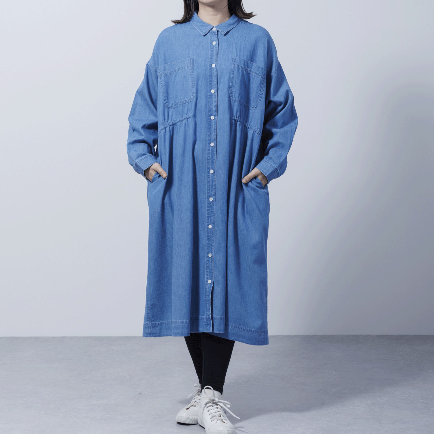 ウエストドロストデニムシャツワンピース - 画像2
