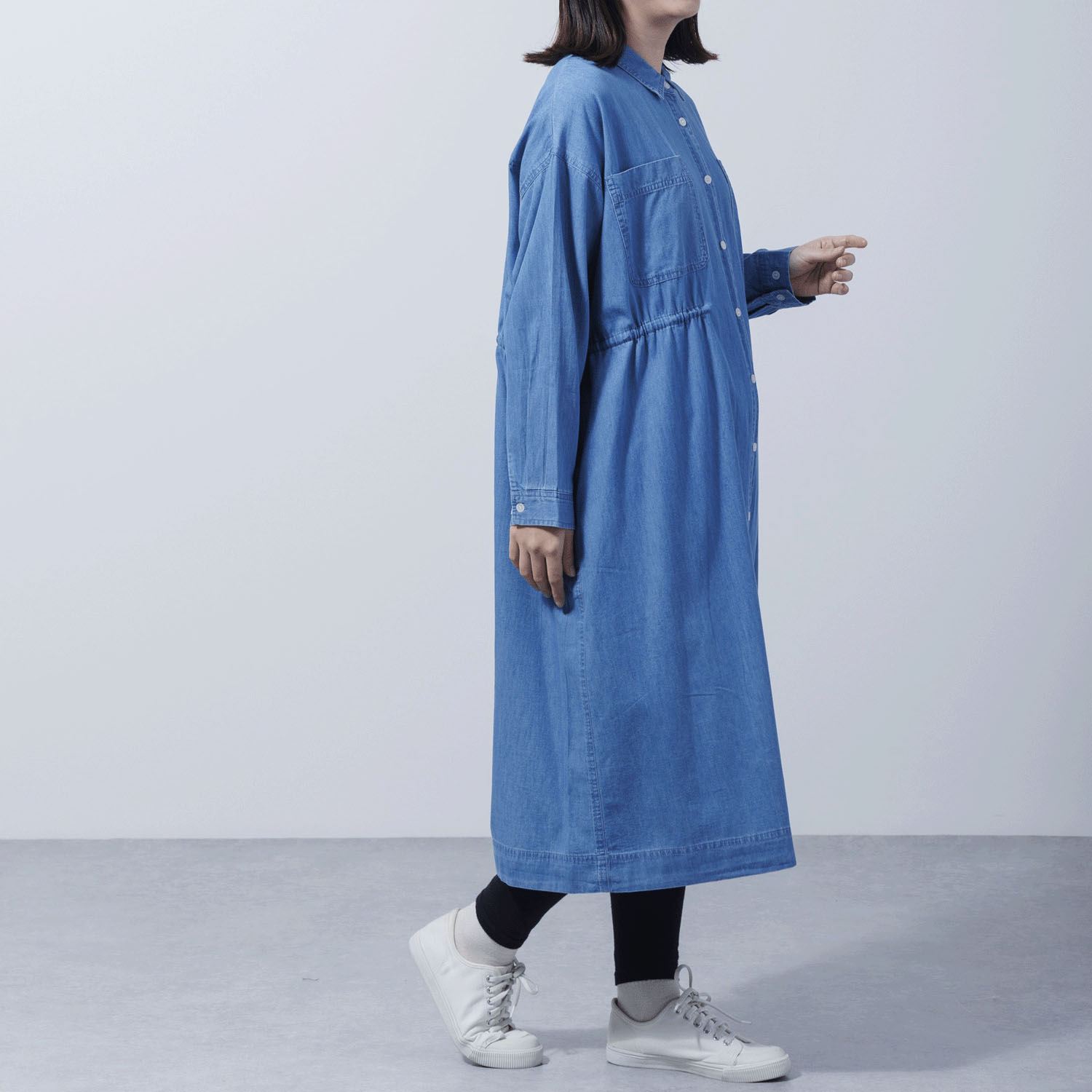 ウエストドロストデニムシャツワンピース - 画像3