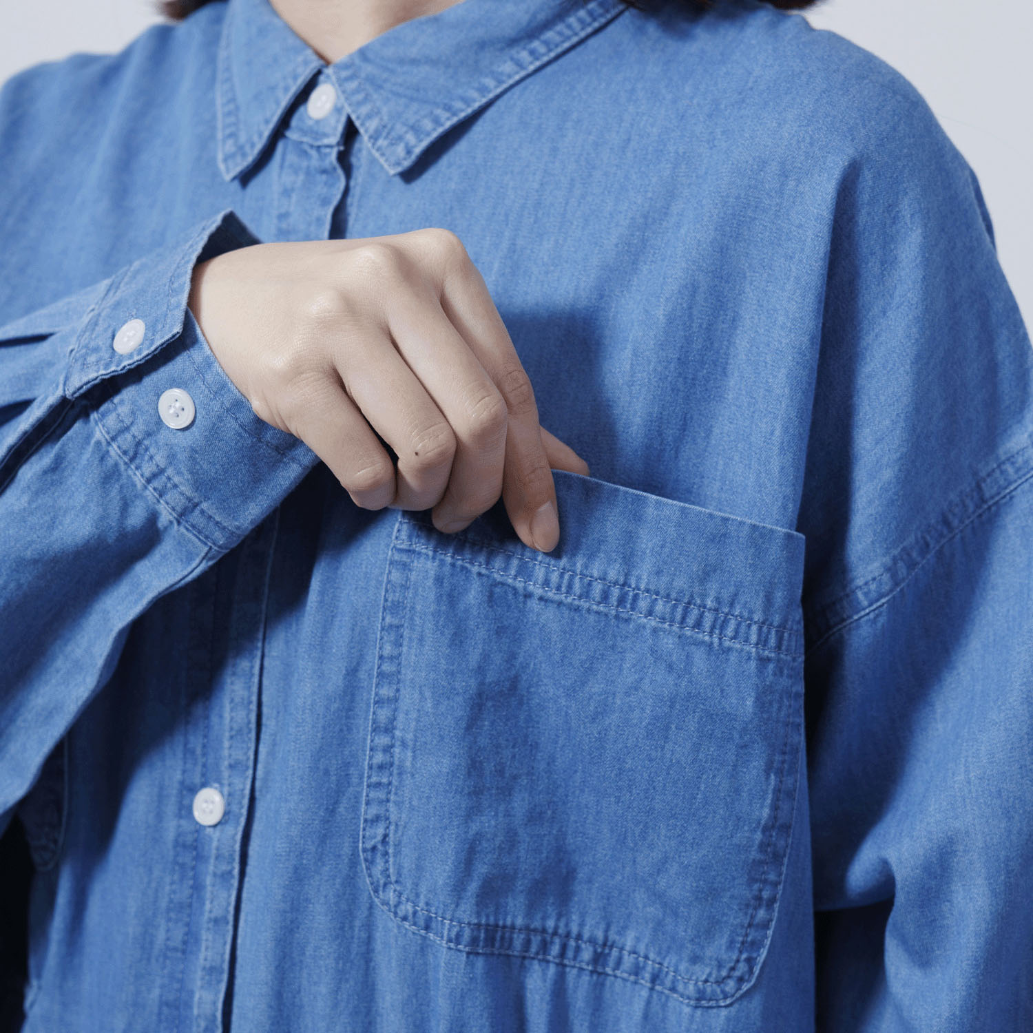 ウエストドロストデニムシャツワンピース - 画像6