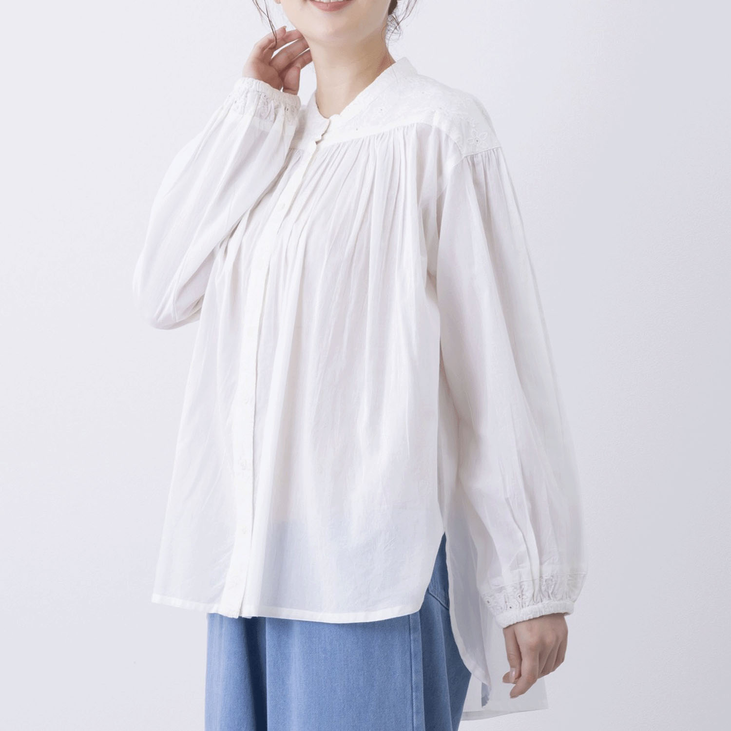 無地＆シフリー刺繍ブラウス - 画像7