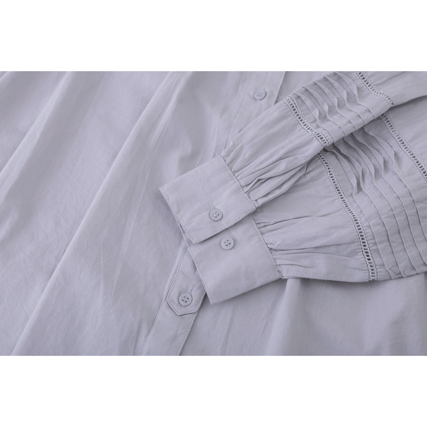 袖ウェーブピンタック前開きブラウス - 画像4