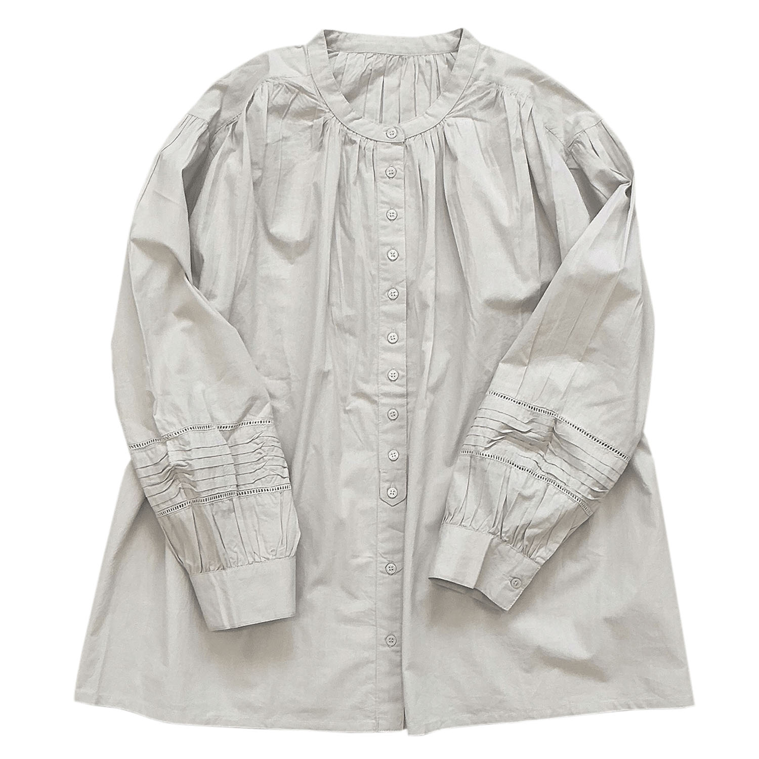 袖ウェーブピンタック前開きブラウス - 画像6