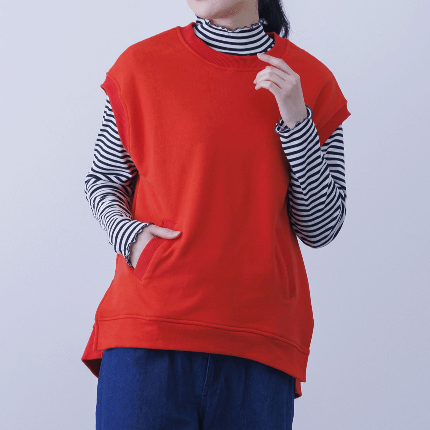 CVC裏毛ニットベスト - 画像12