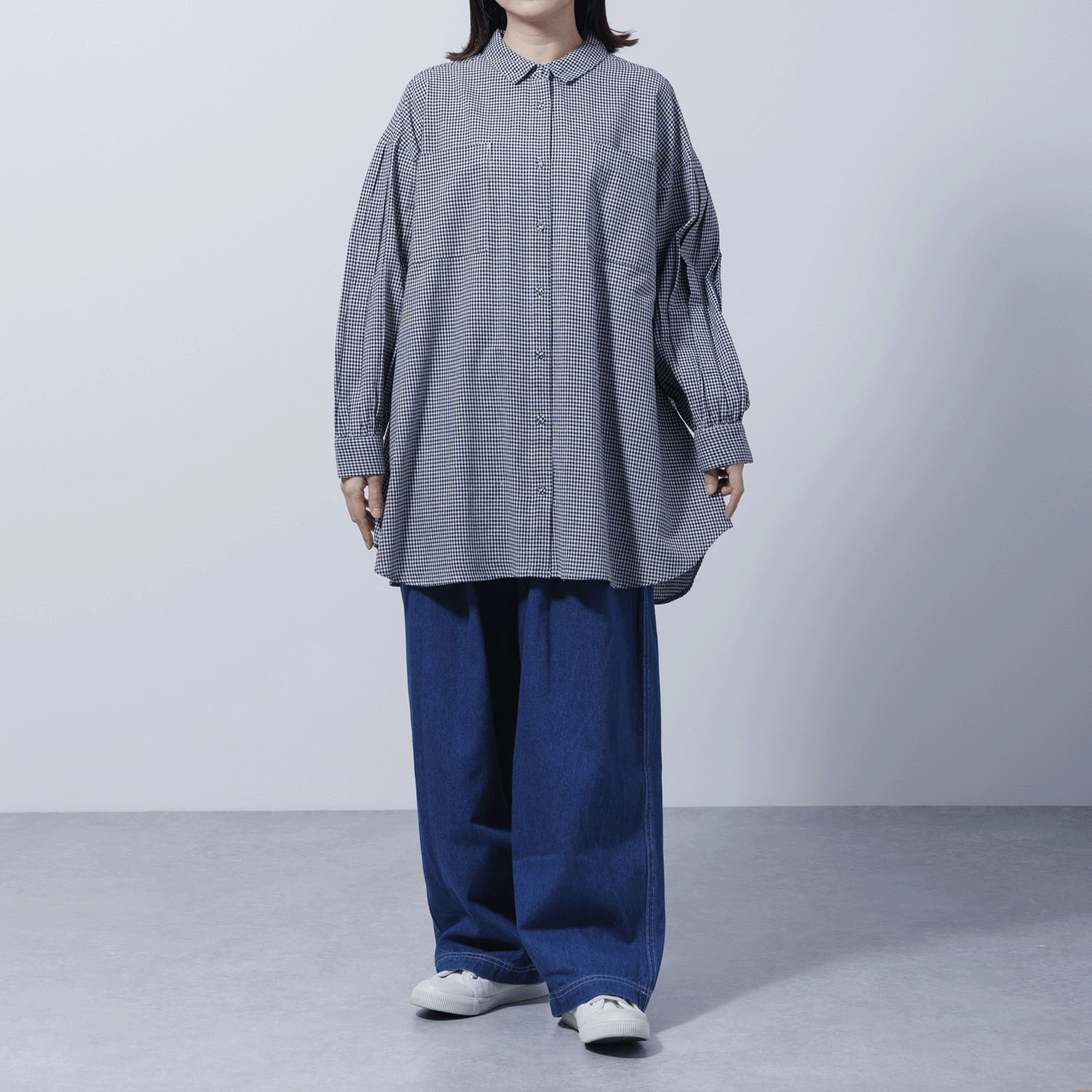 チェック＆ストライプチュニックシャツワンピース - 画像12