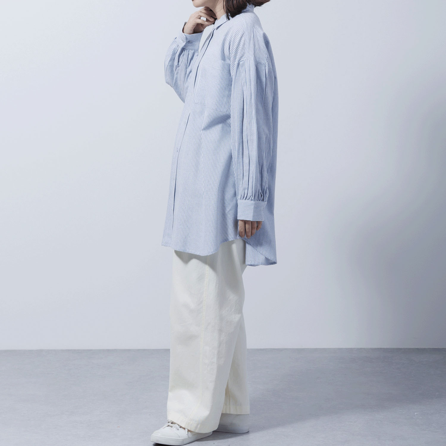 チェック＆ストライプチュニックシャツワンピース - 画像8