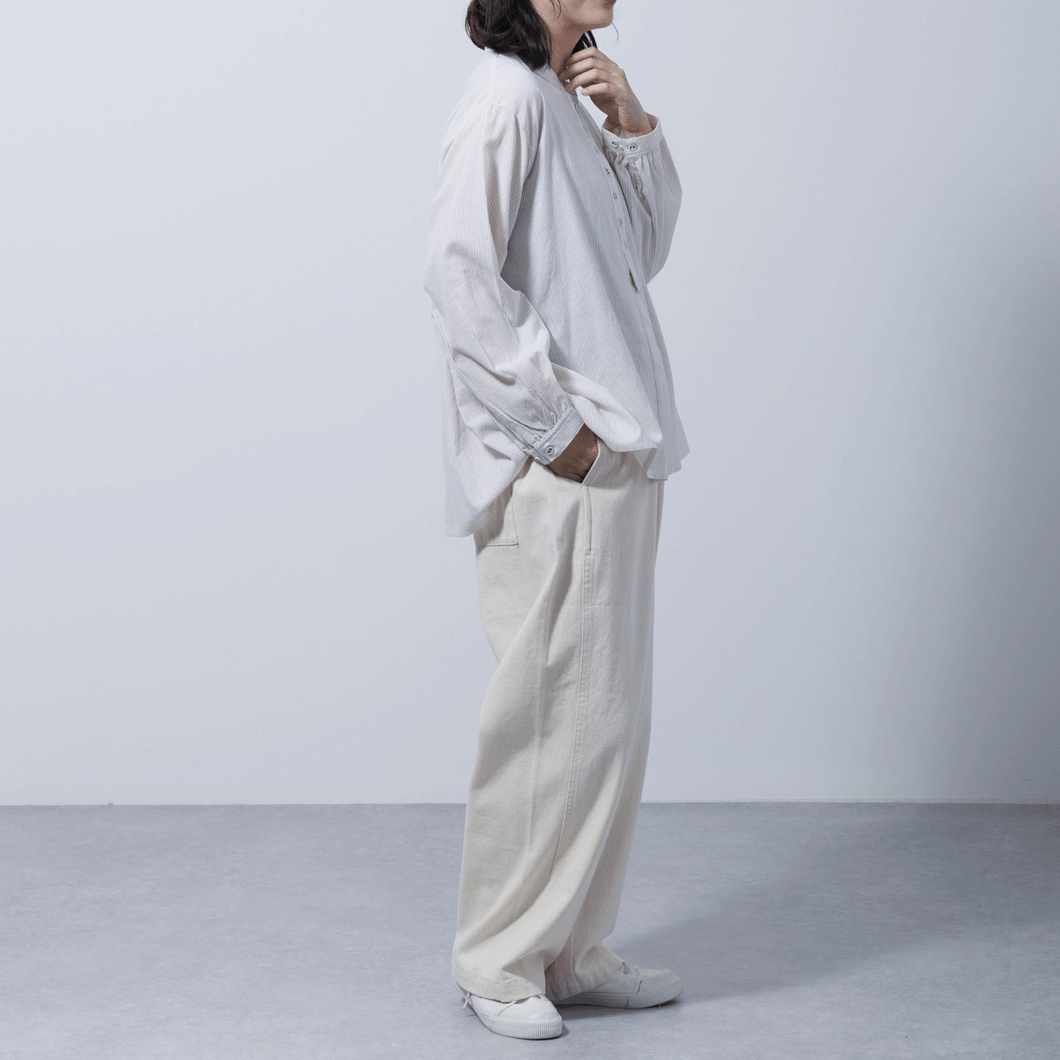 ストライプ柄前開きブラウス - 画像8