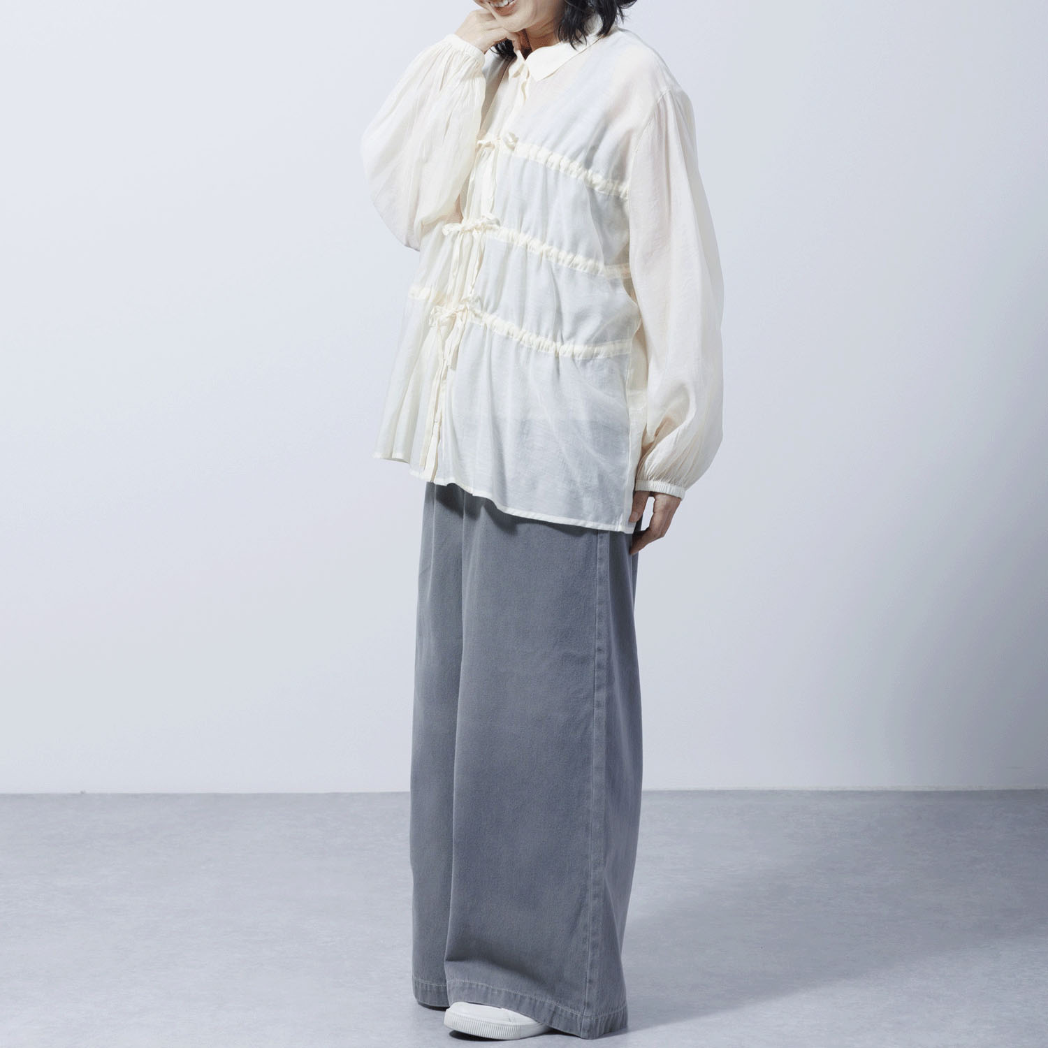 ドロストリボンシャツブラウス - 画像8