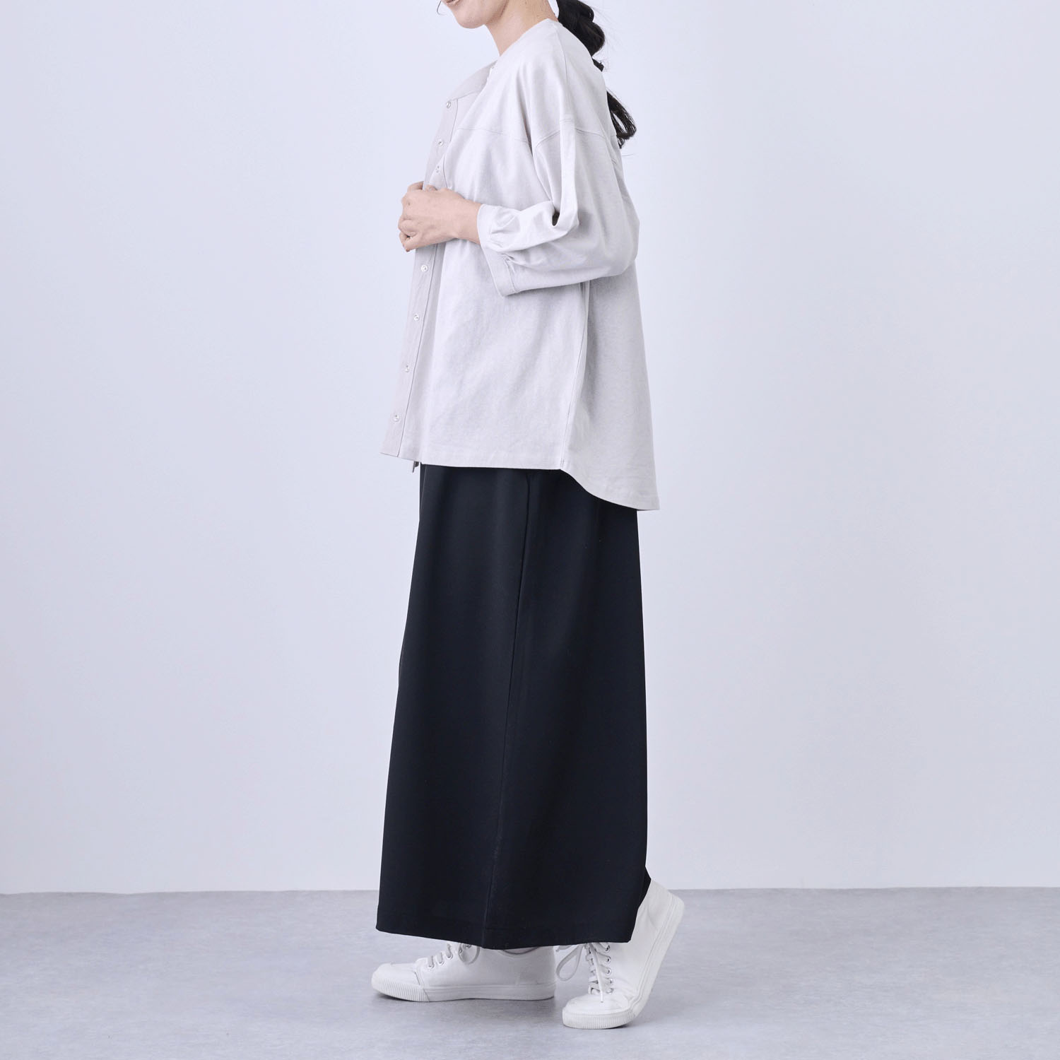 無地天竺パールドット釦カーディガン - 画像8