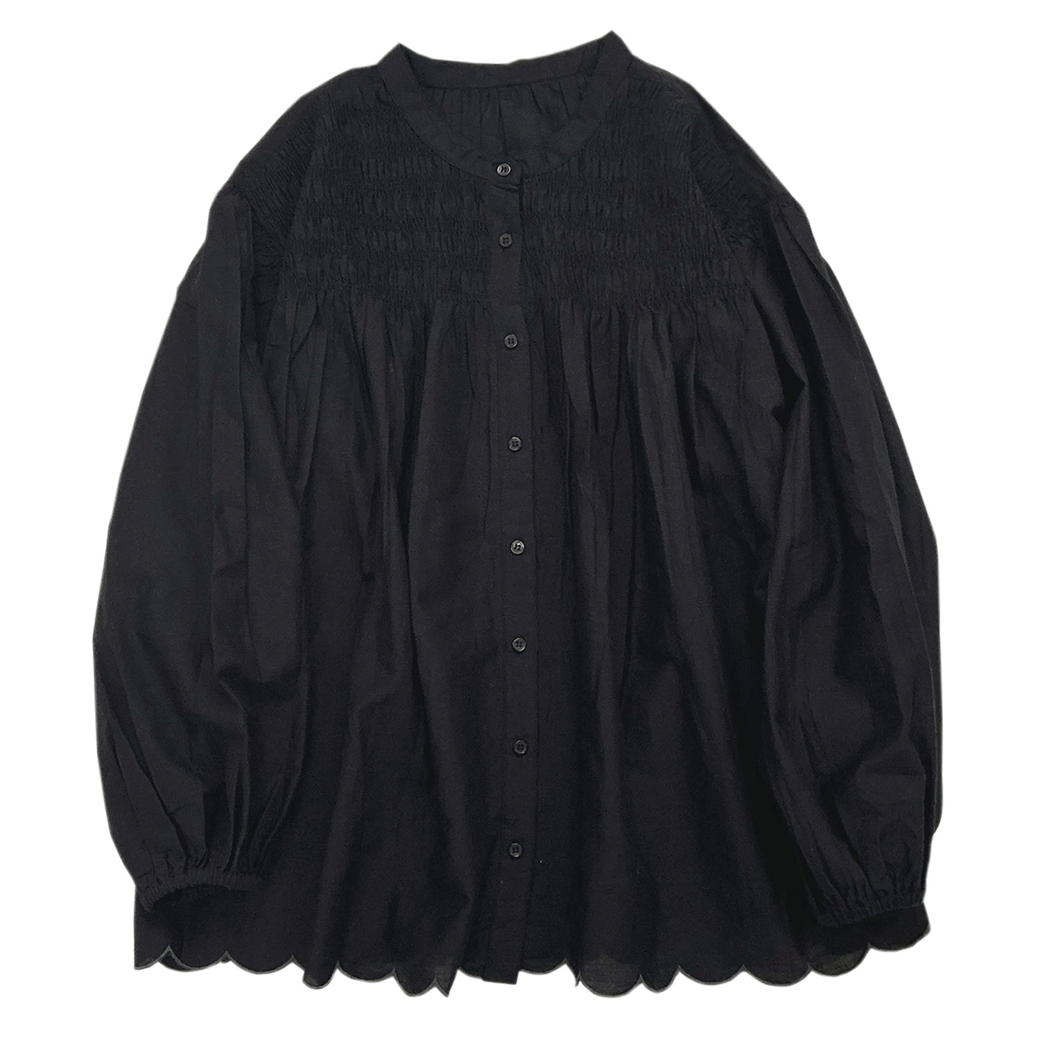 胸元シャーリング裾スカラップブラウス - 画像10