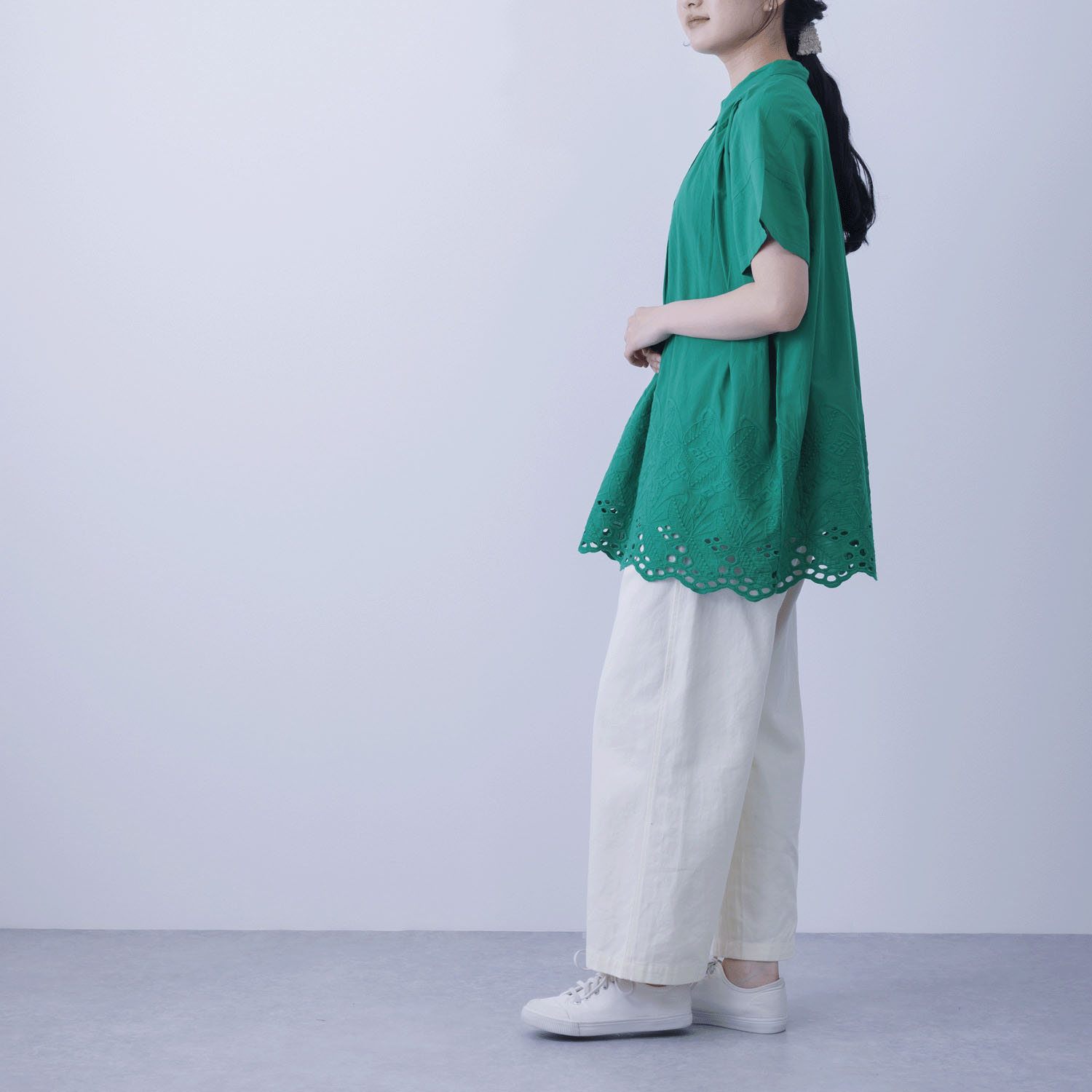 裾シフリーシャツカラーチュニックブラウス - 画像11