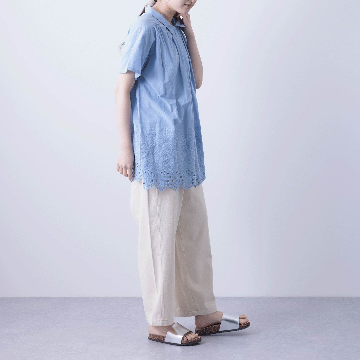 裾シフリーシャツカラーチュニックブラウス - 画像18