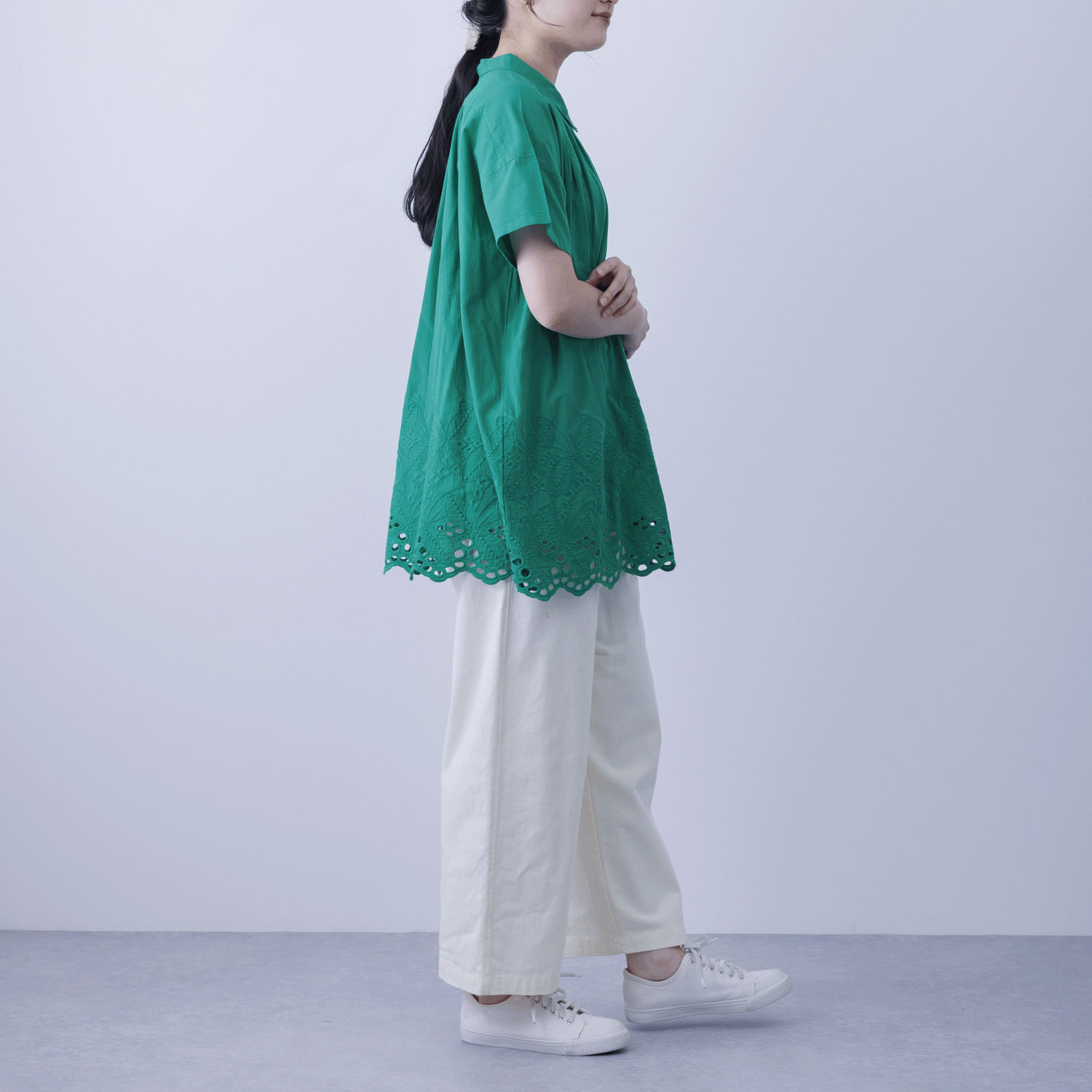 裾シフリーシャツカラーチュニックブラウス - 画像9