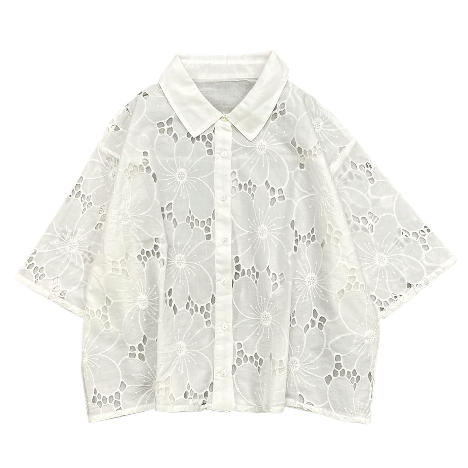 シフリー刺繍×無地シャツブラウス - 画像7