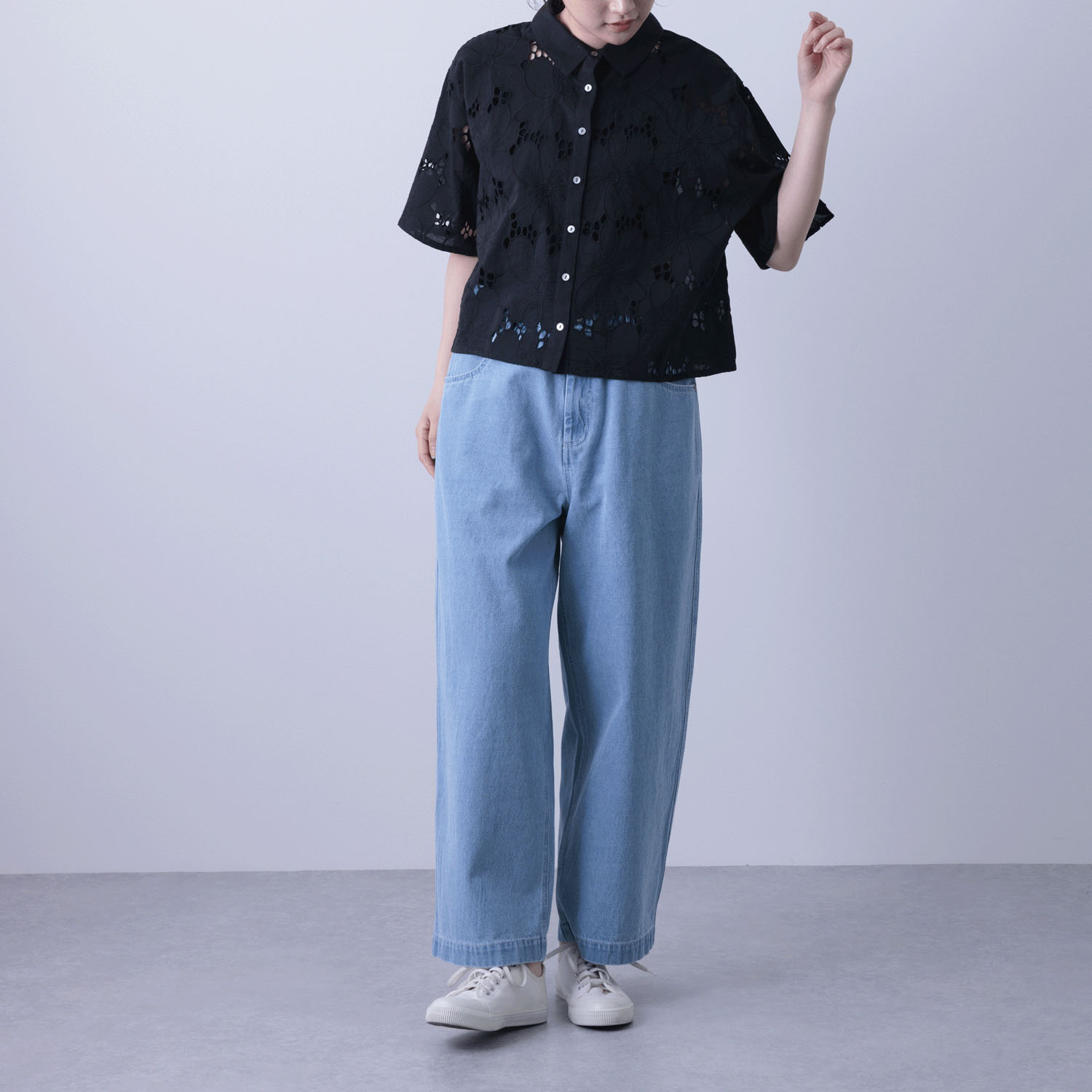 シフリー刺繍×無地シャツブラウス - 画像8