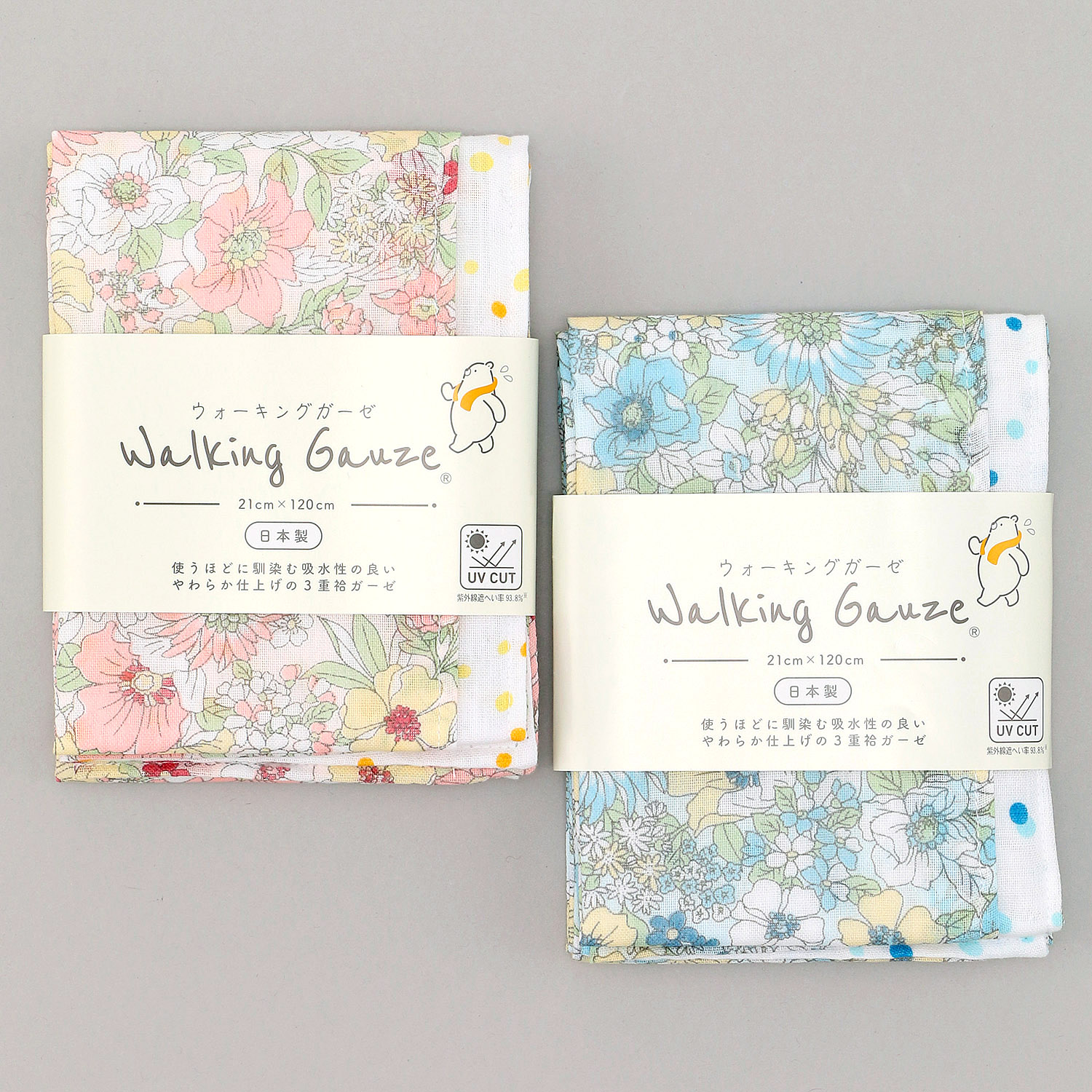 ウォーキングガーゼ UV加工 マルチ花柄