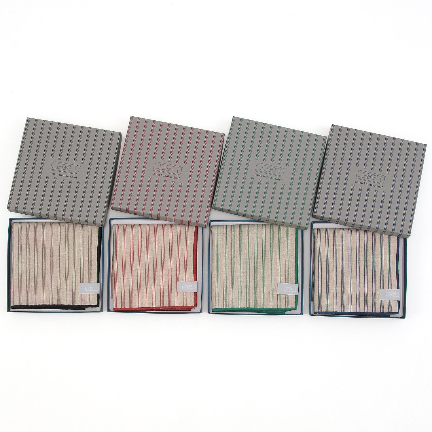 リネンピンストライプハンカチwithギフトBOX