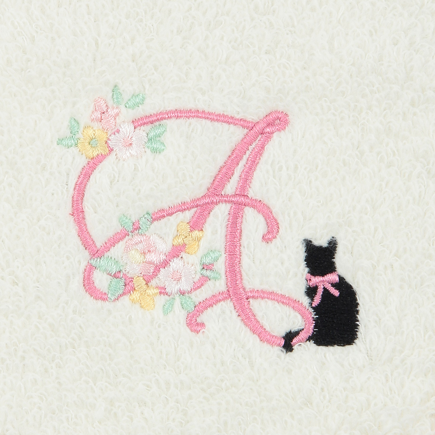 ふわふわ無撚糸ハンカチ猫とイニシャル - 画像3