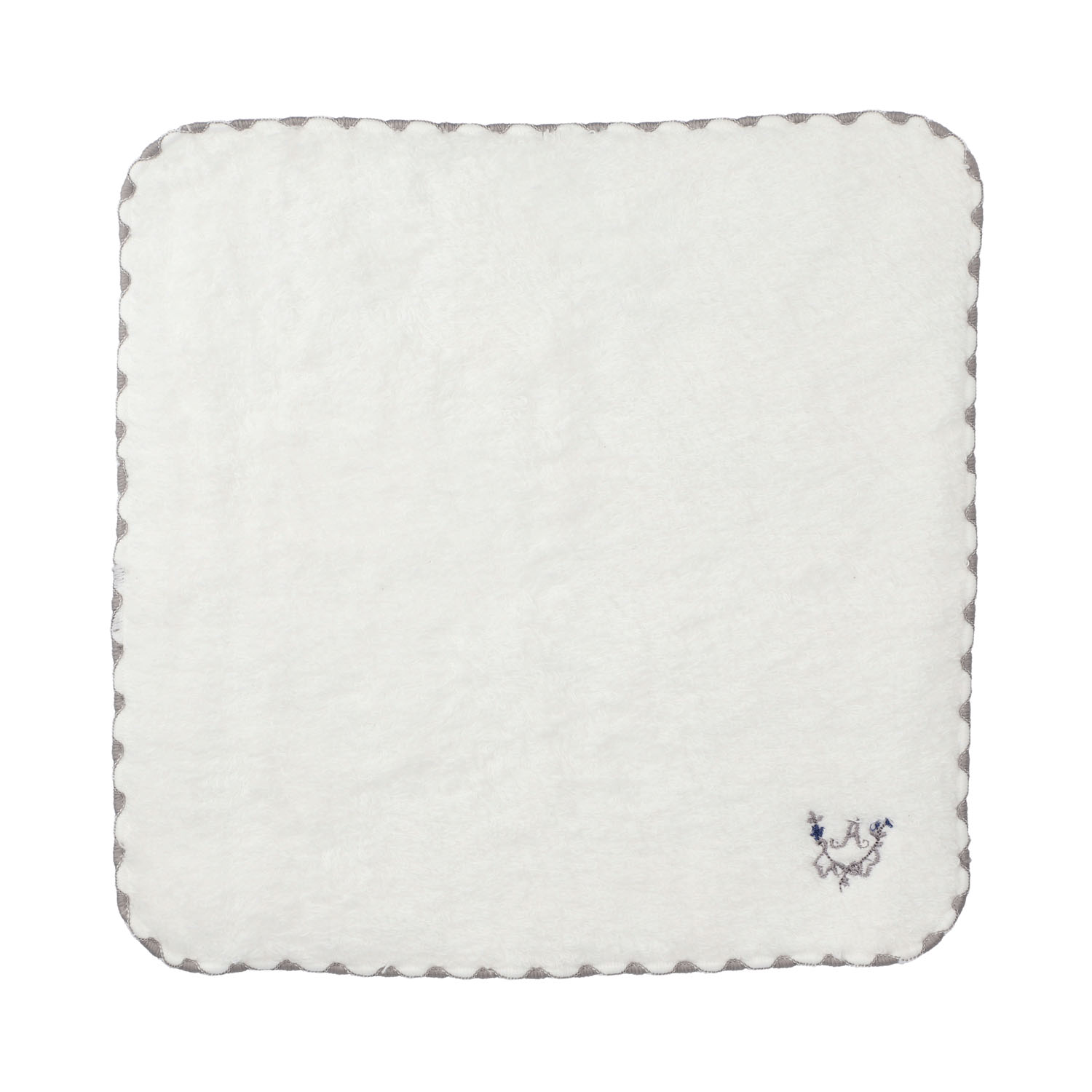 リボンイニシャルワンポイント刺繍タオルハンカチ