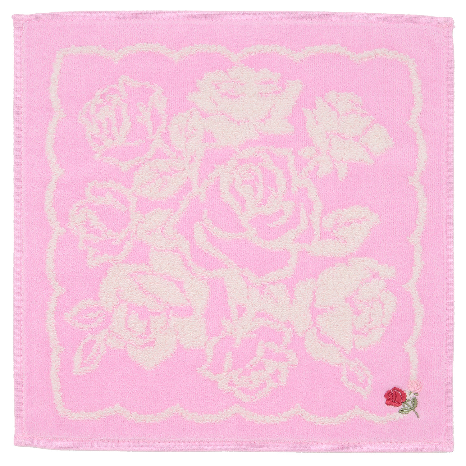 無撚糸ミニタオルハンカチ スカラップバラ - 画像2