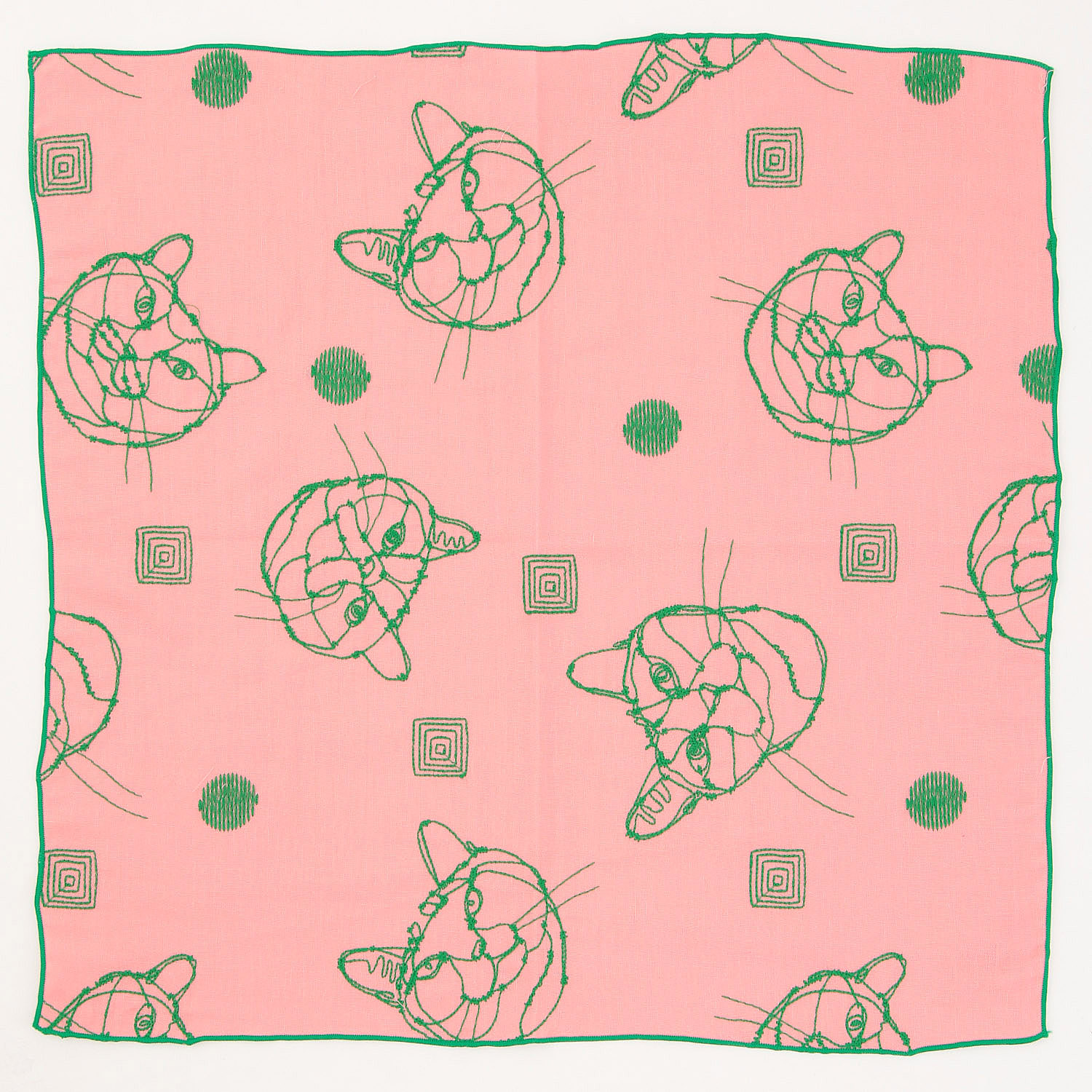 ＋HAyU fabric ～CAT～ 綿100％ダブルガーゼ刺繍ハンカチ - 画像3