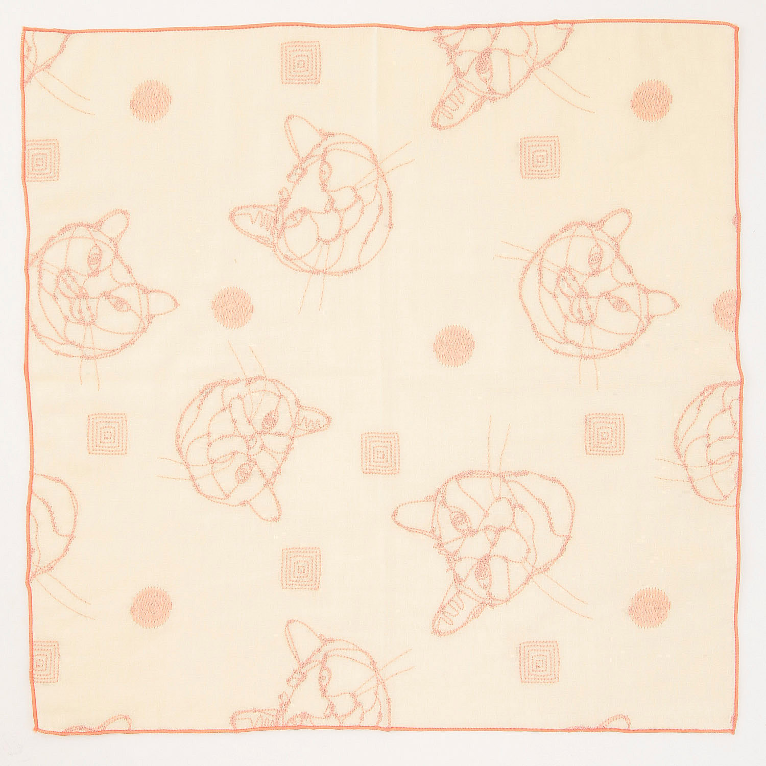 ＋HAyU fabric ～CAT～ 綿100％ダブルガーゼ刺繍ハンカチ - 画像6