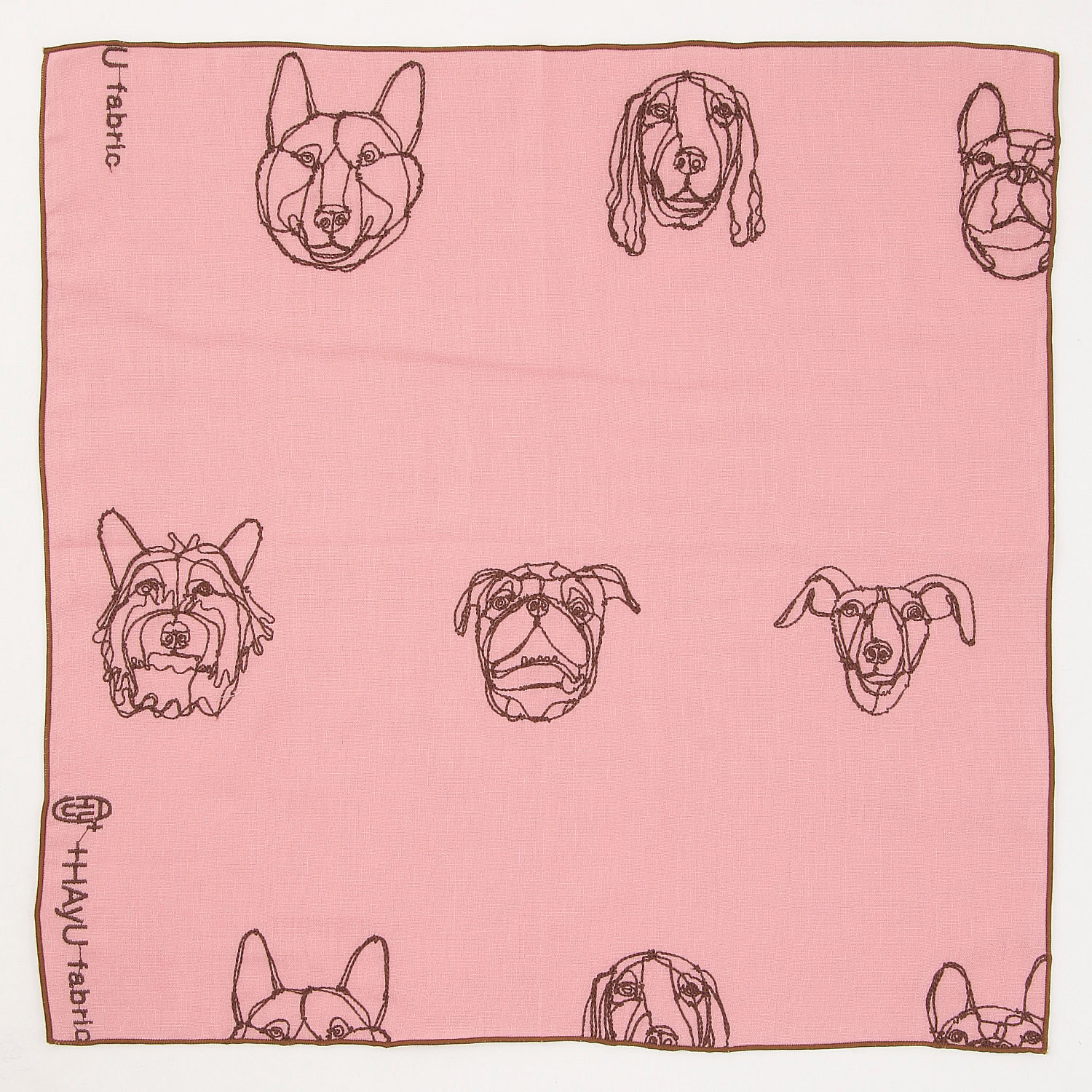 ＋HAyU fabric ～DOG～ 綿100％ダブルガーゼ刺繍ハンカチ - 画像5