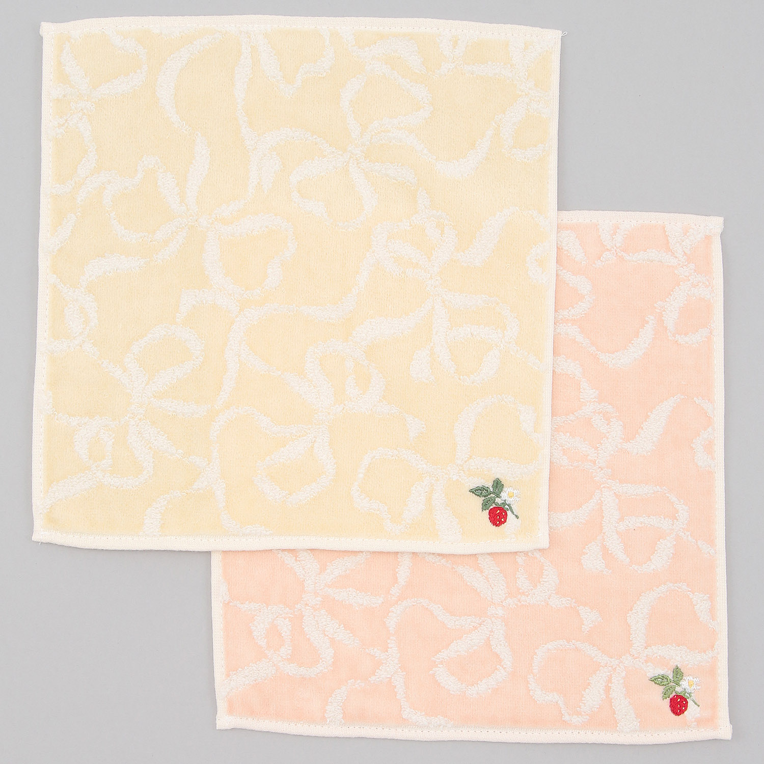 無撚糸ミニタオルハンカチ リボン