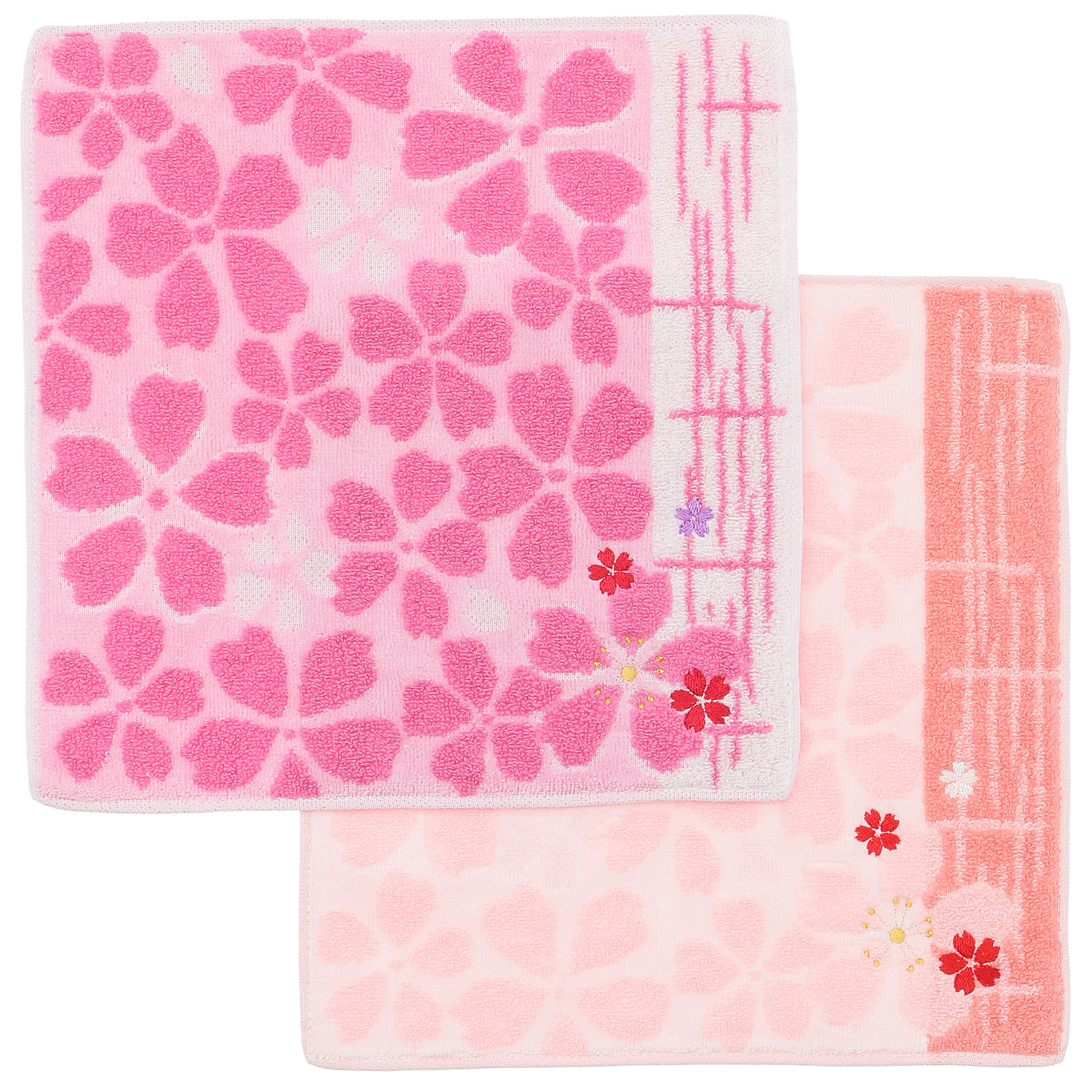 大正浪漫ジャガード刺繍タオルハンカチ 桜 - 画像1