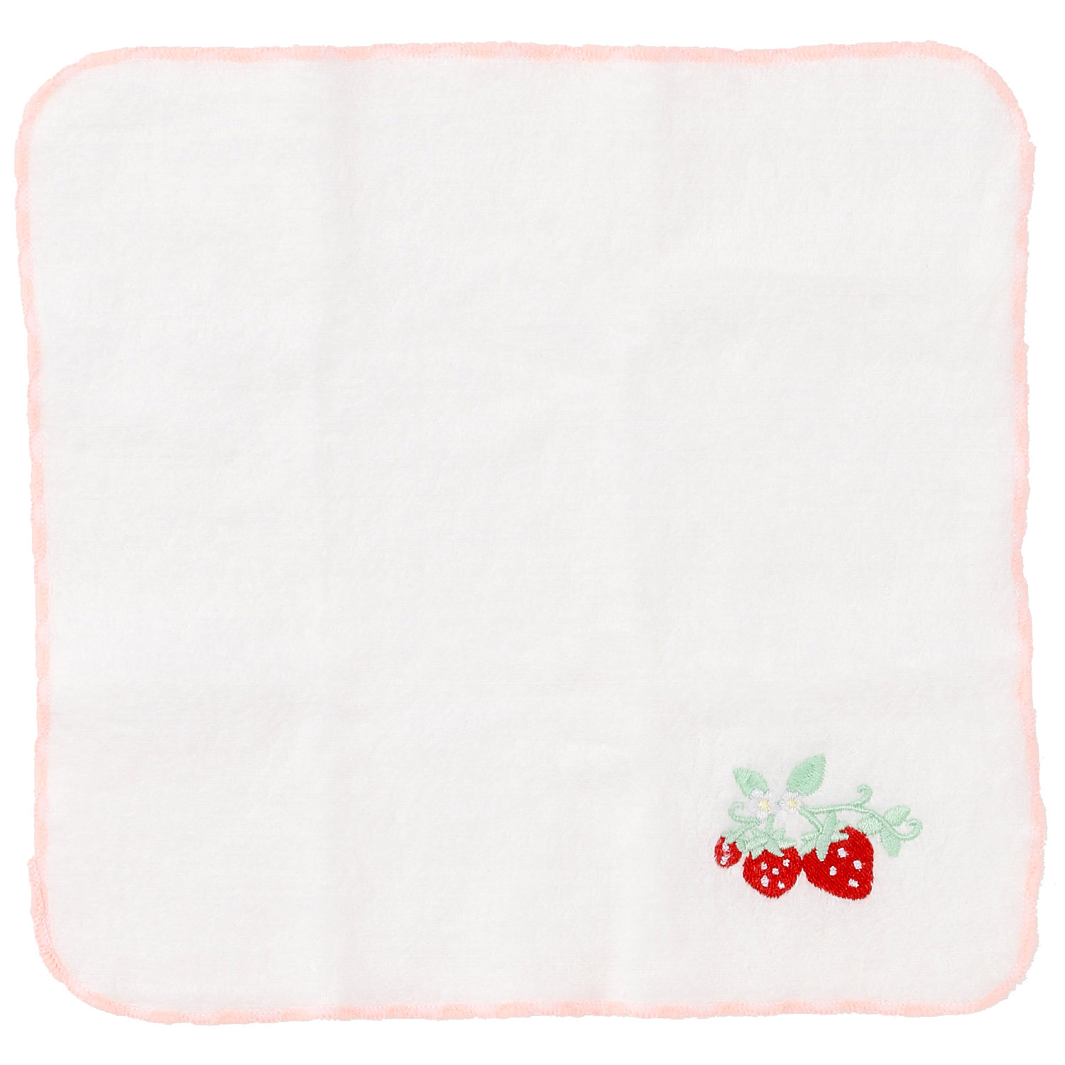 両面無撚糸 刺繍ハンカチ イチゴ - 画像2