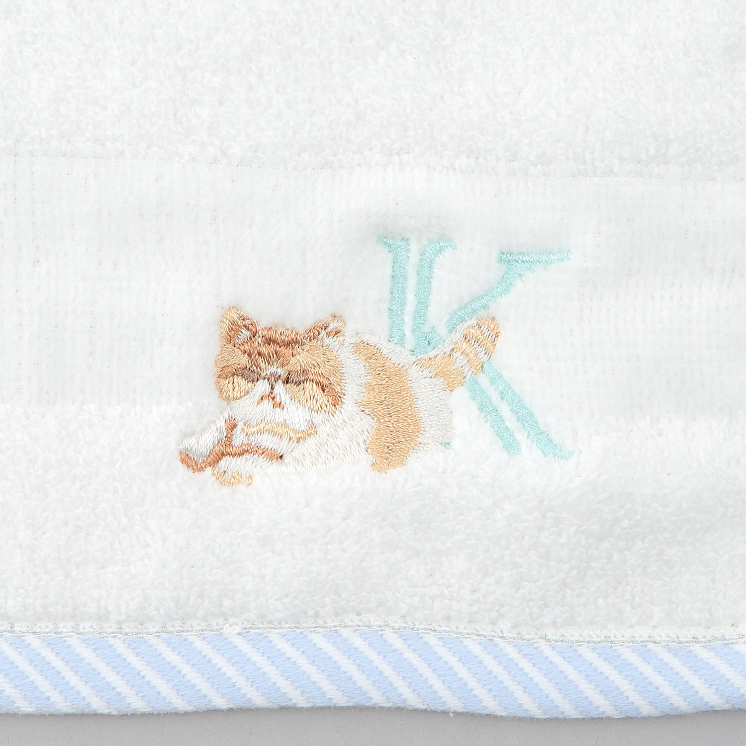 イニシャル刺繍タオルハンカチ ネコ - 画像5