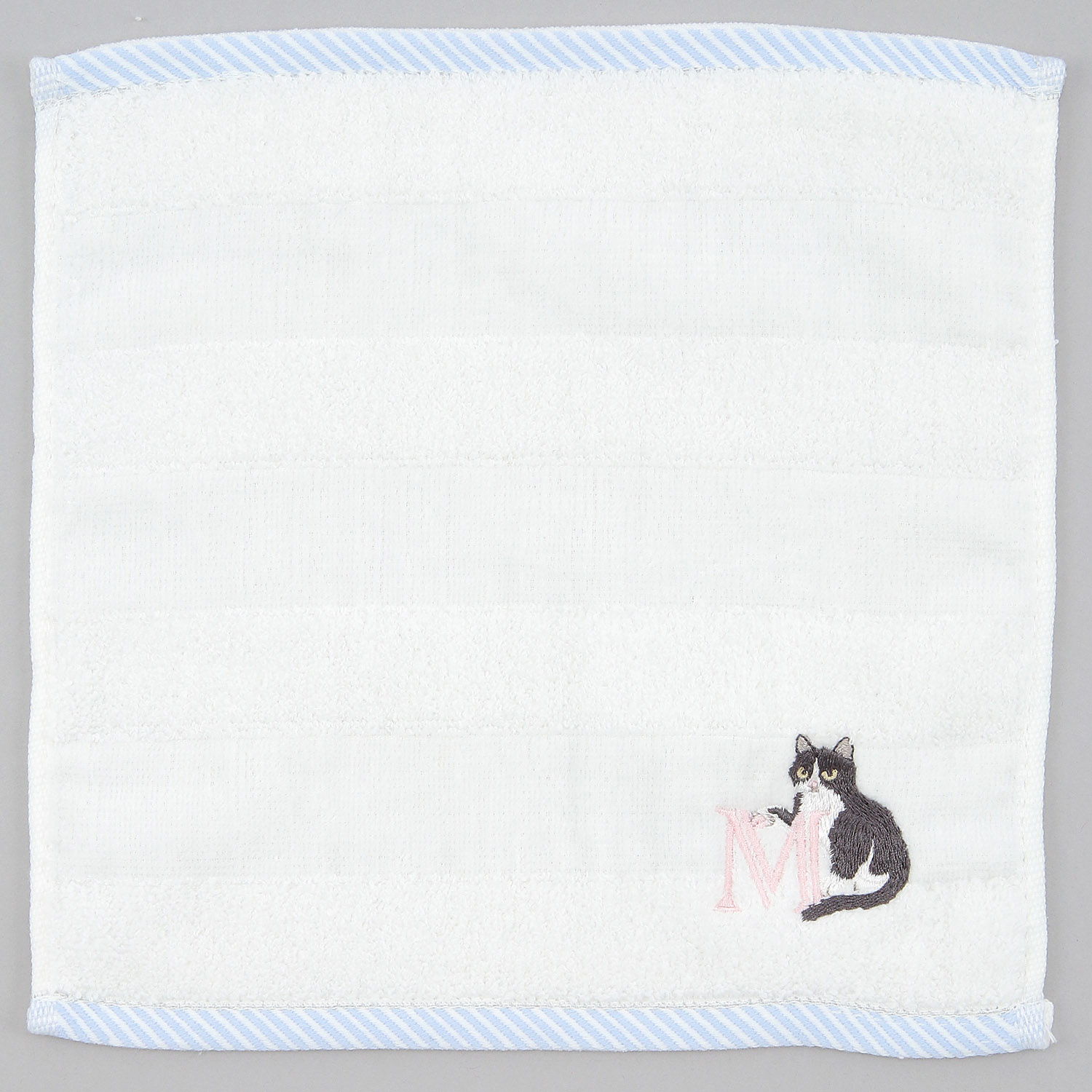 イニシャル刺繍タオルハンカチ ネコ - 画像6