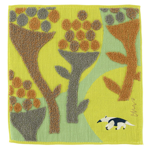 moritaMiW タオルハンカチ アリクイと踊る花 - 画像1