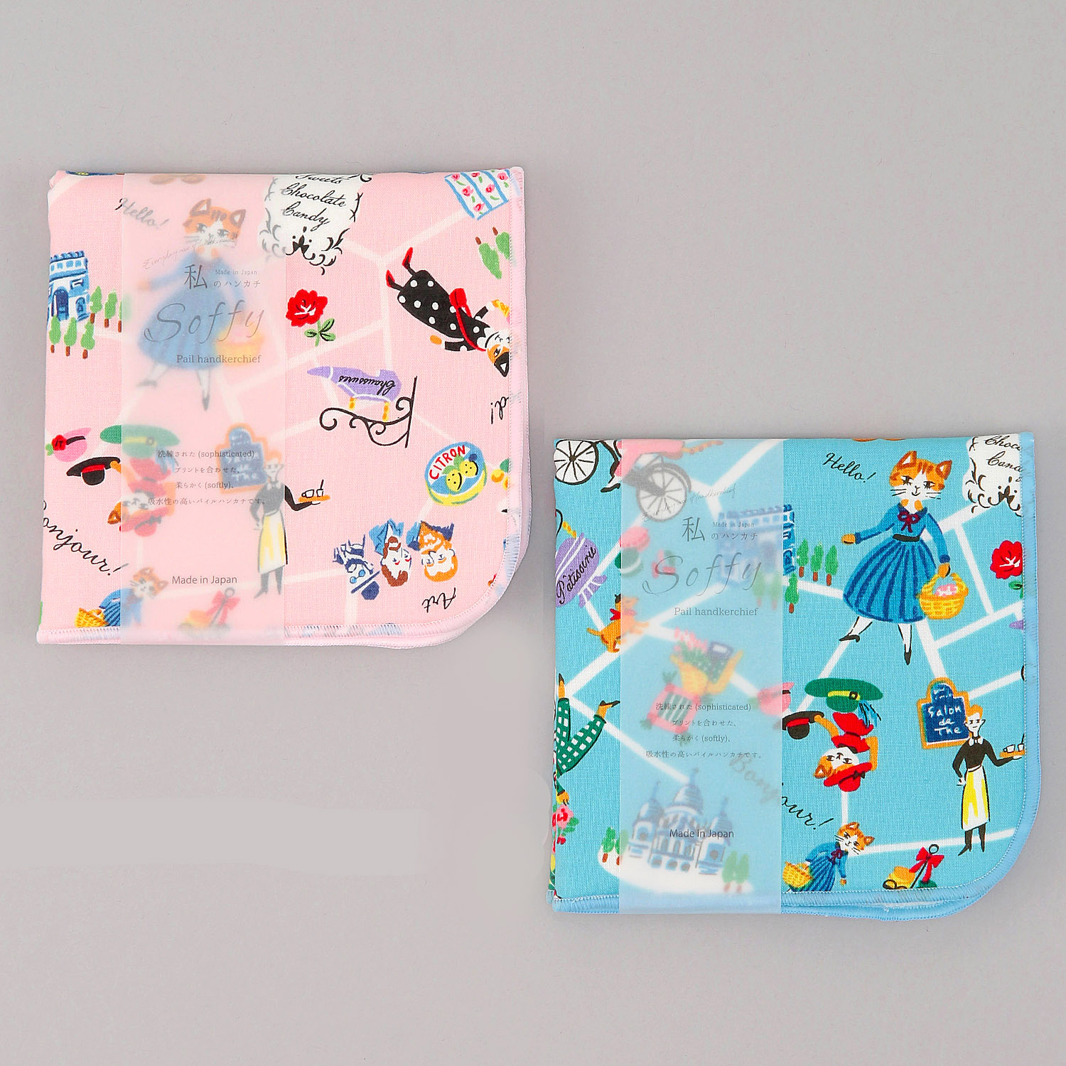 soffy shopping catパイルハンカチ - 画像1