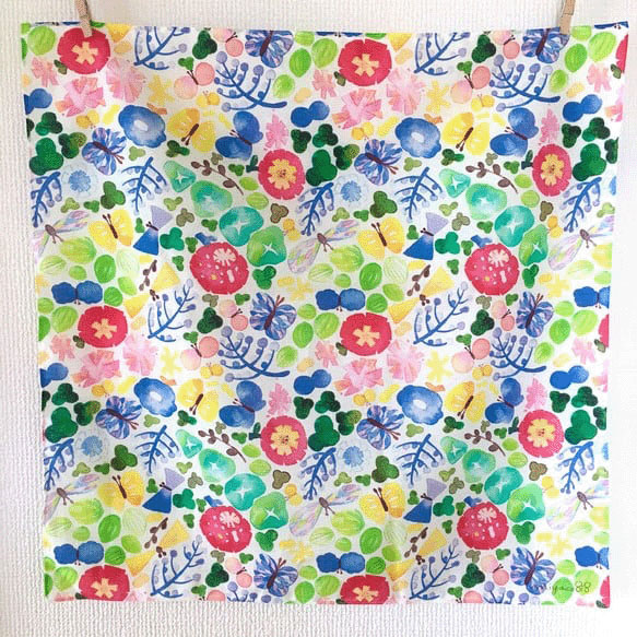 miyaco スカーフにもなる水彩画 ハンカチ 雨の日のおさんぽ - 画像4