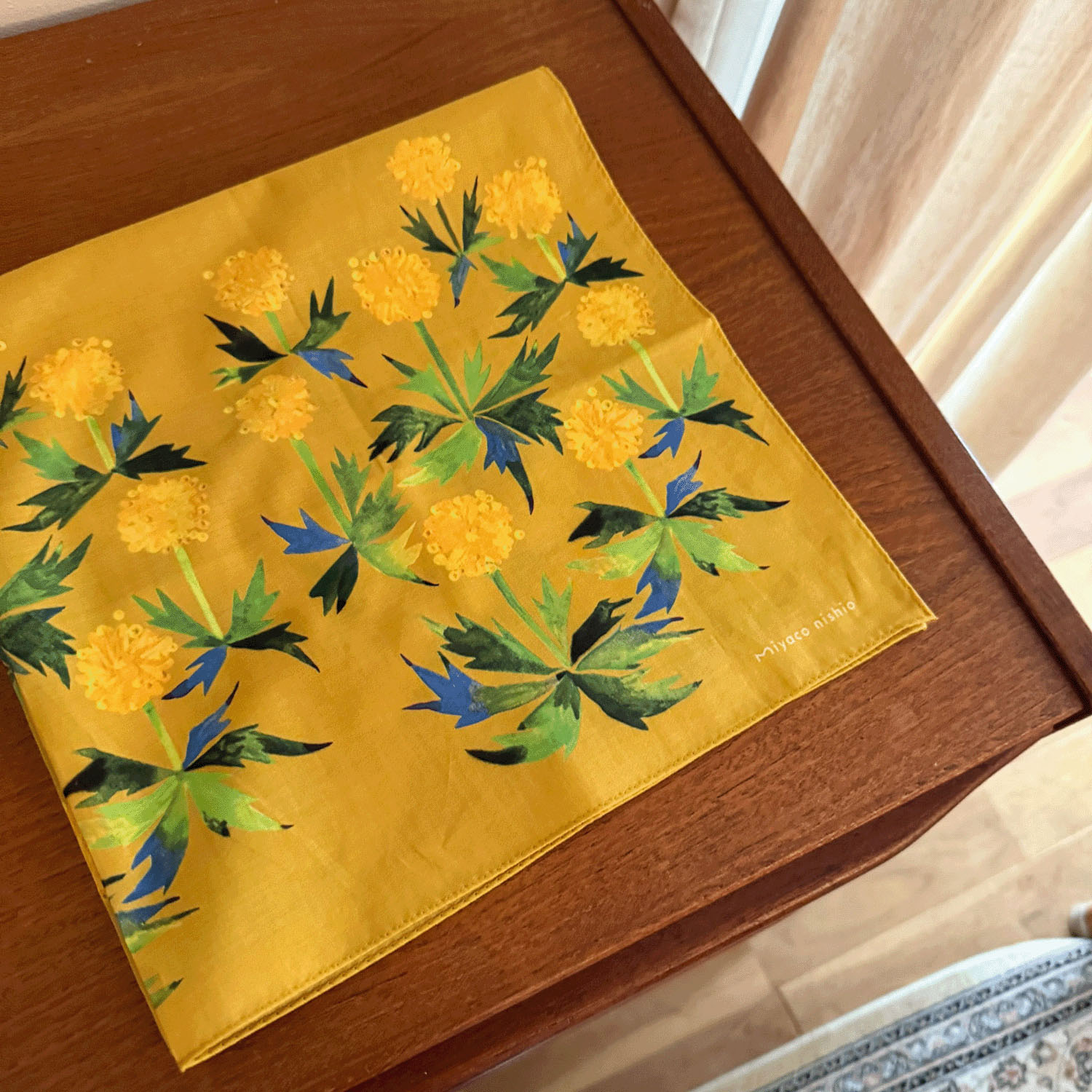 miyaco スカーフにもなる水彩画 ハンカチ TANPOPO - 画像3