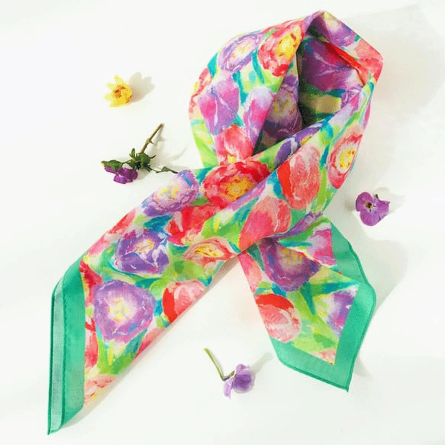 miyaco スカーフにもなる水彩画 ハンカチ pastel tulip - 画像3