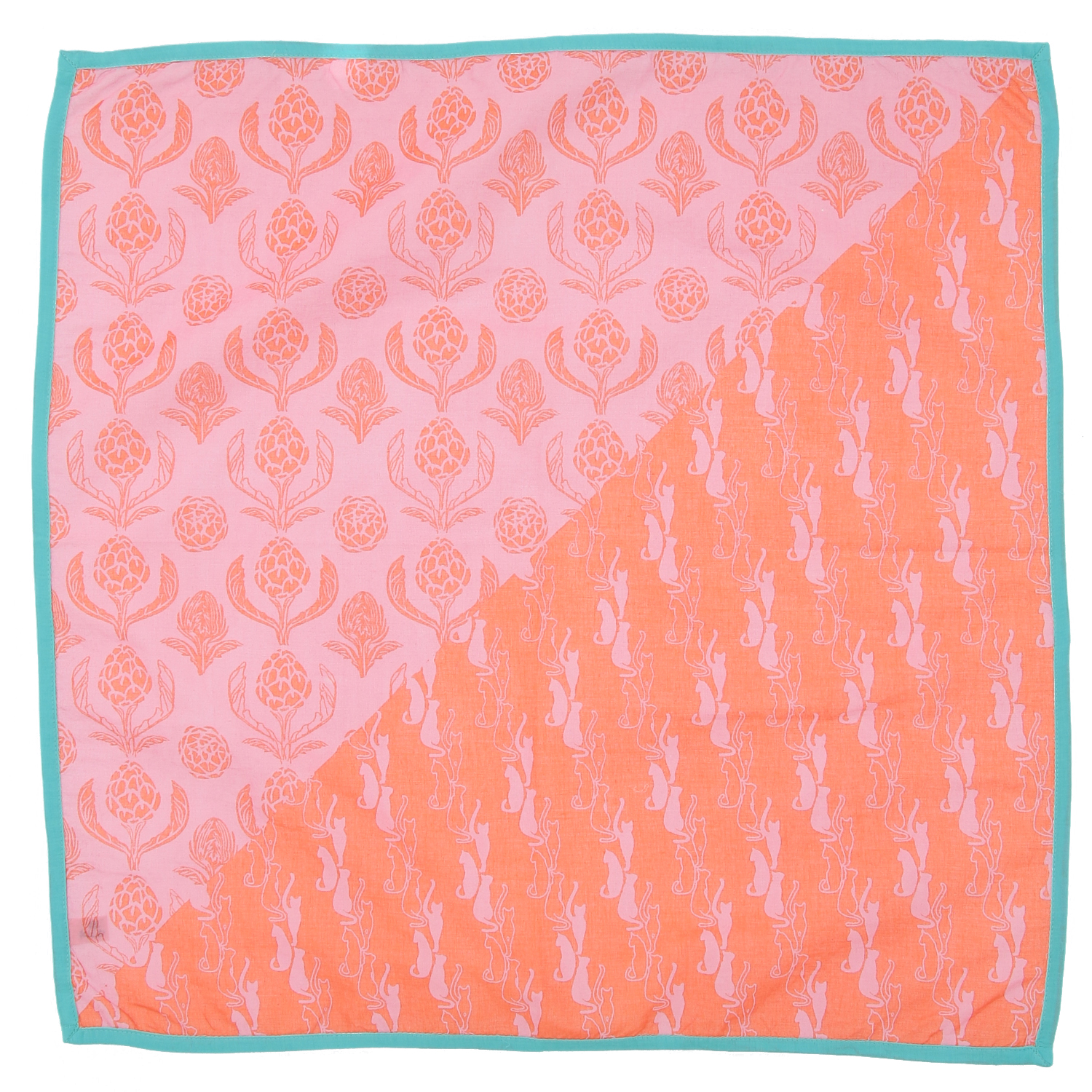 KILKI  インド綿ハンカチ キャッツアンドアーティチョーク - 画像3