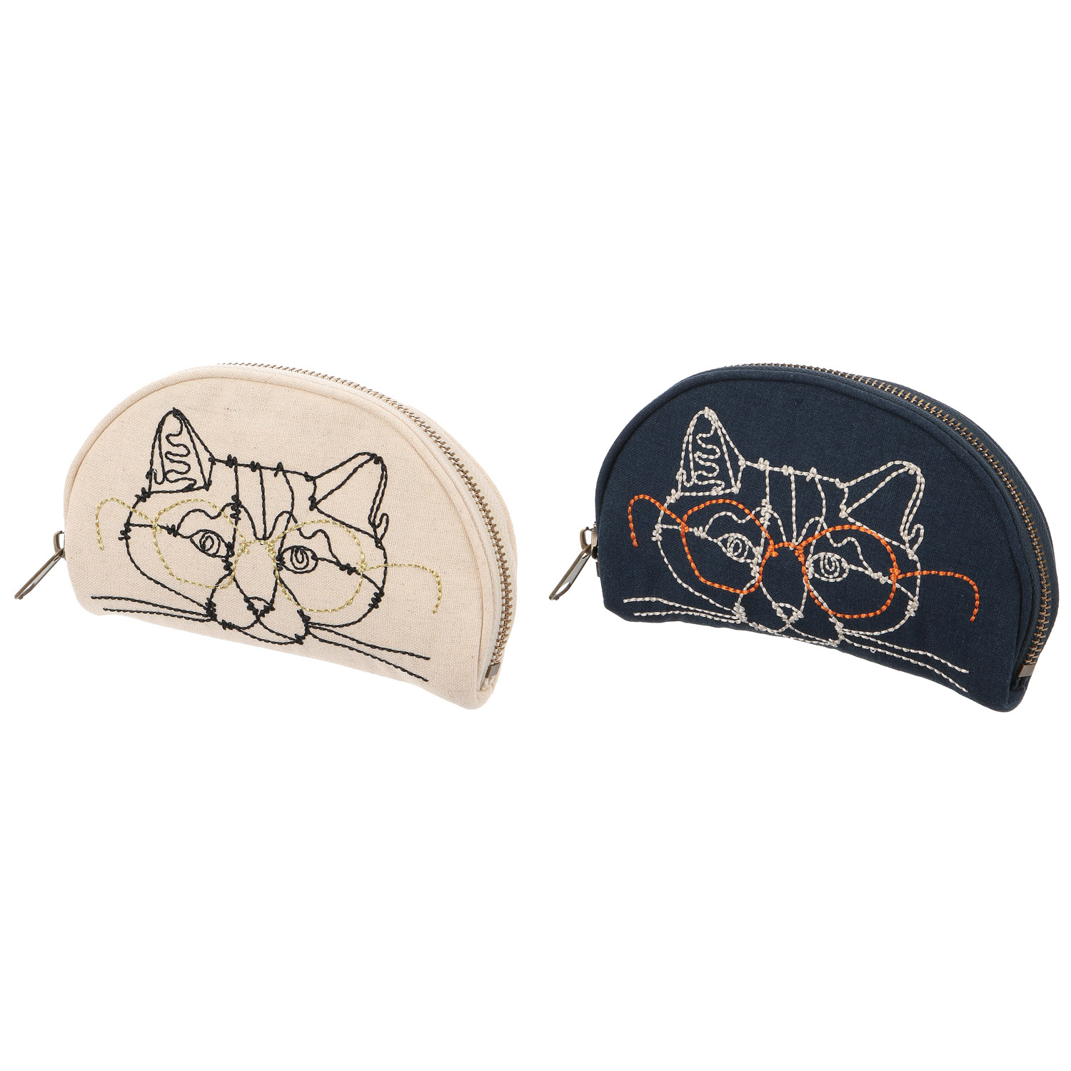 ＋HAyU fabric ポーチ メガネ猫 - 画像1