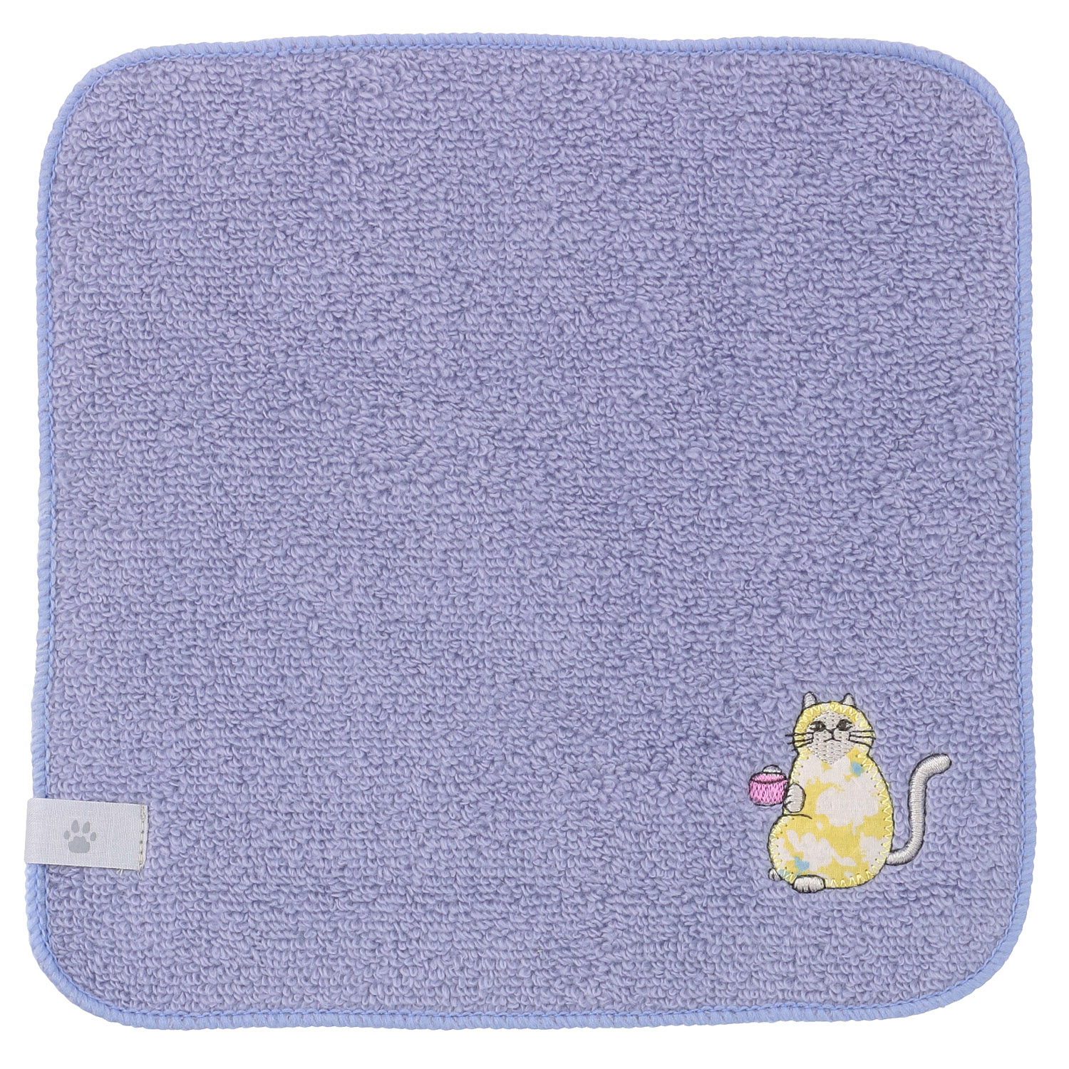 日曜日のネコ 無撚糸パイルアップリケ刺繍ハンカチ - 画像8