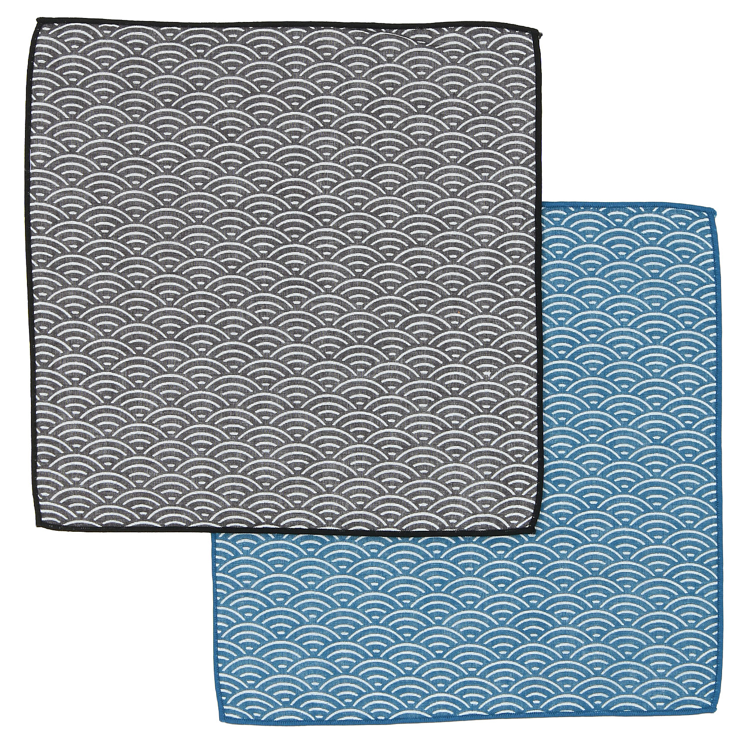 リバーシブル 6重ガーゼハンカチ 青海波 - 画像1