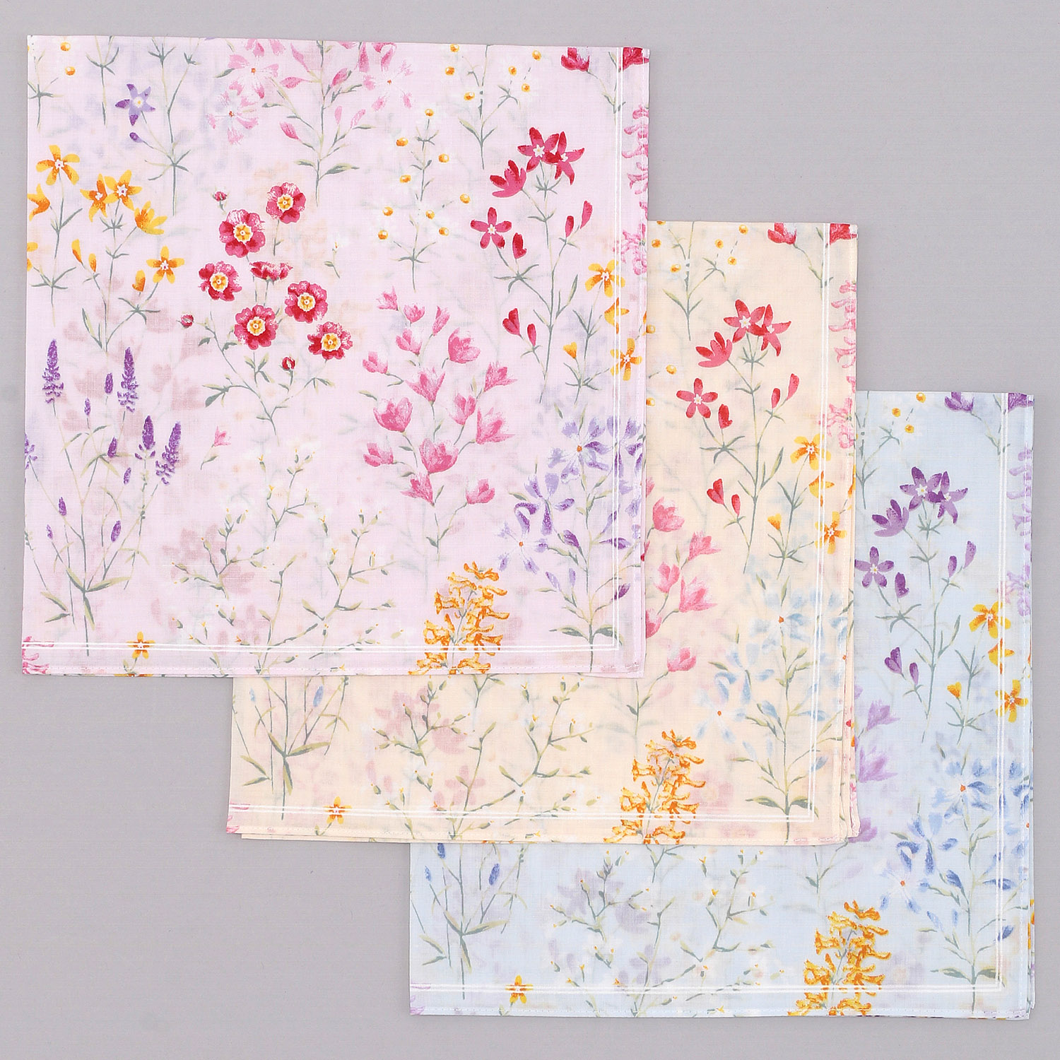 リバティフラワー婦人プリントハンカチ - 画像1