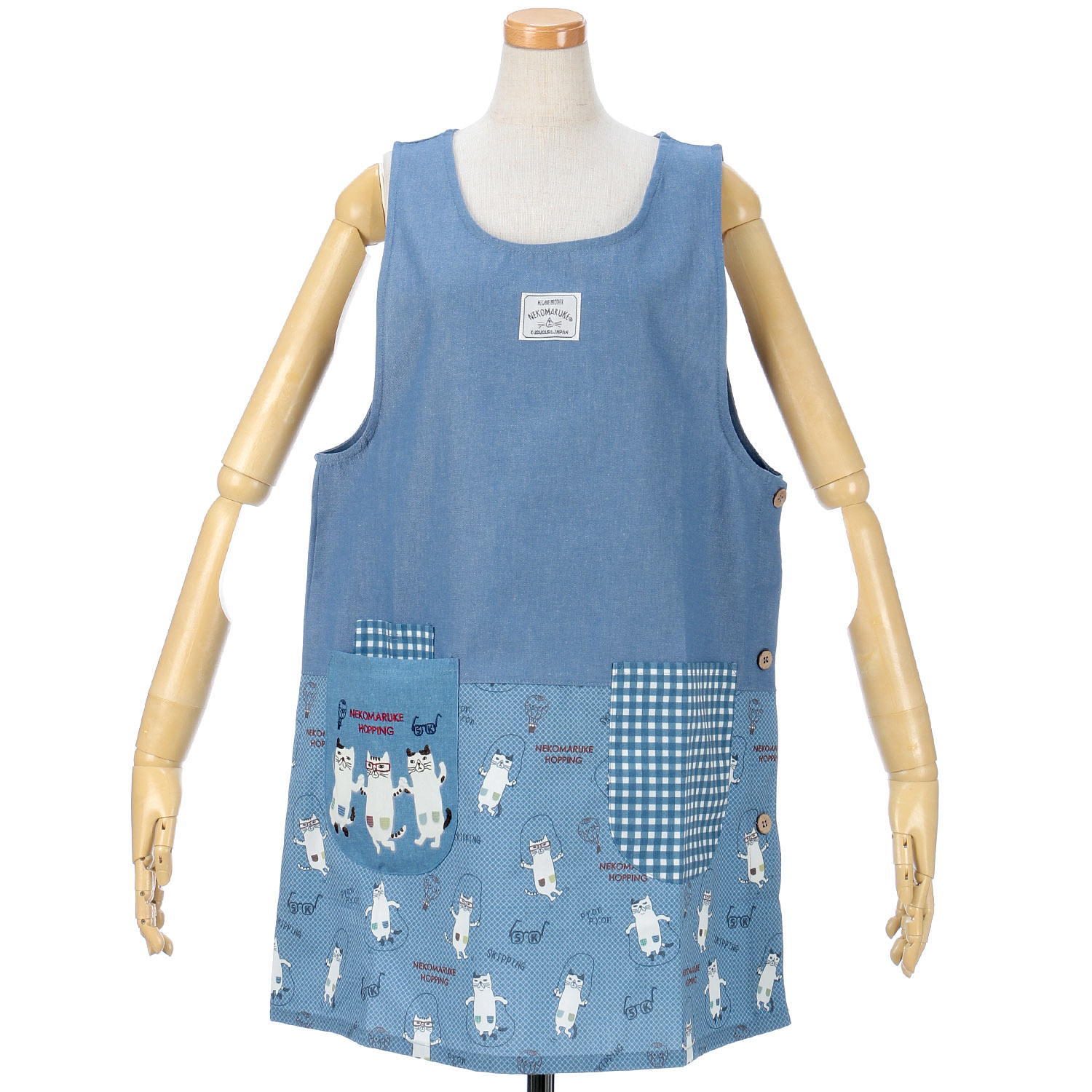 ねこまるけ 脇ボタンあきエプロン - 画像3