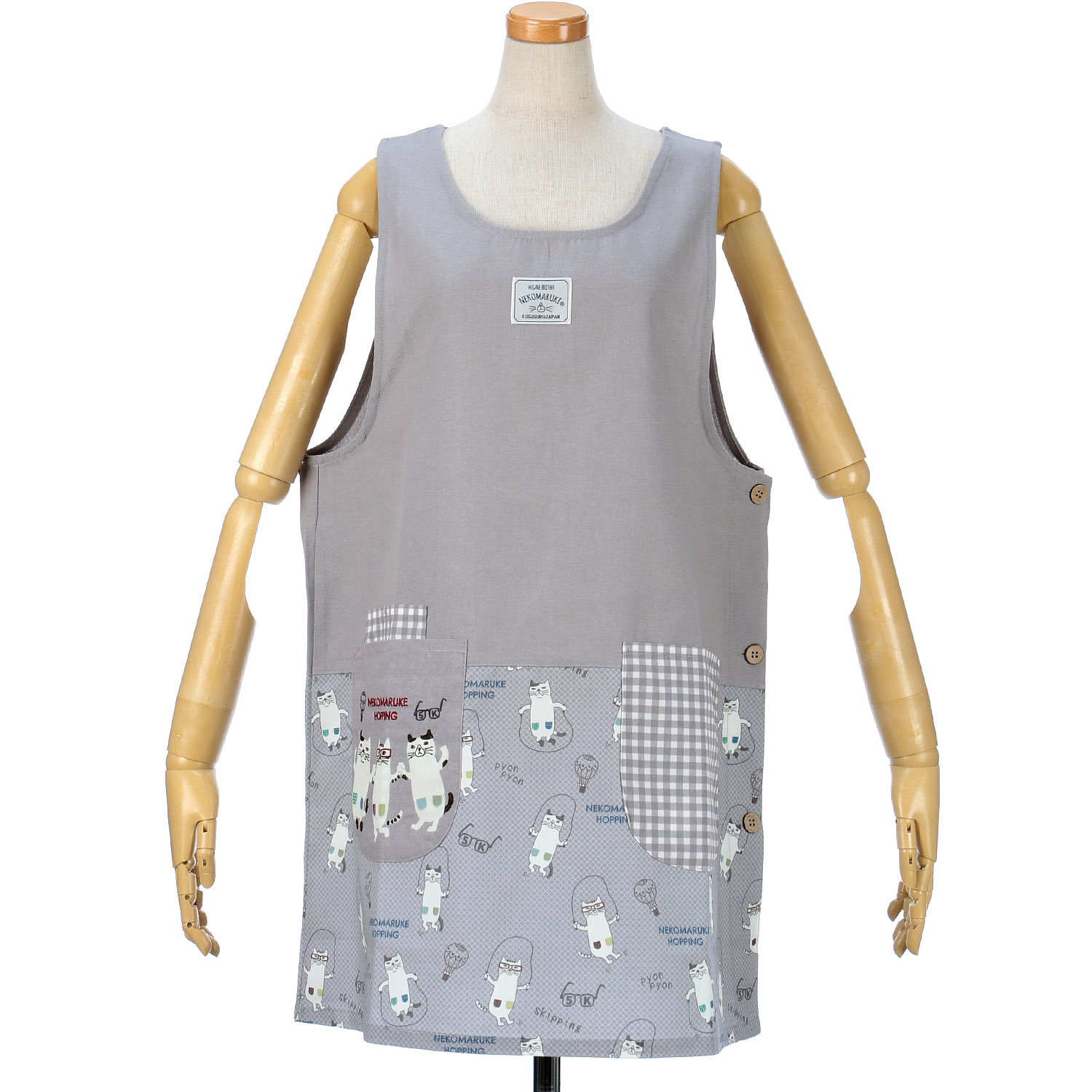 ねこまるけ 脇ボタンあきエプロン